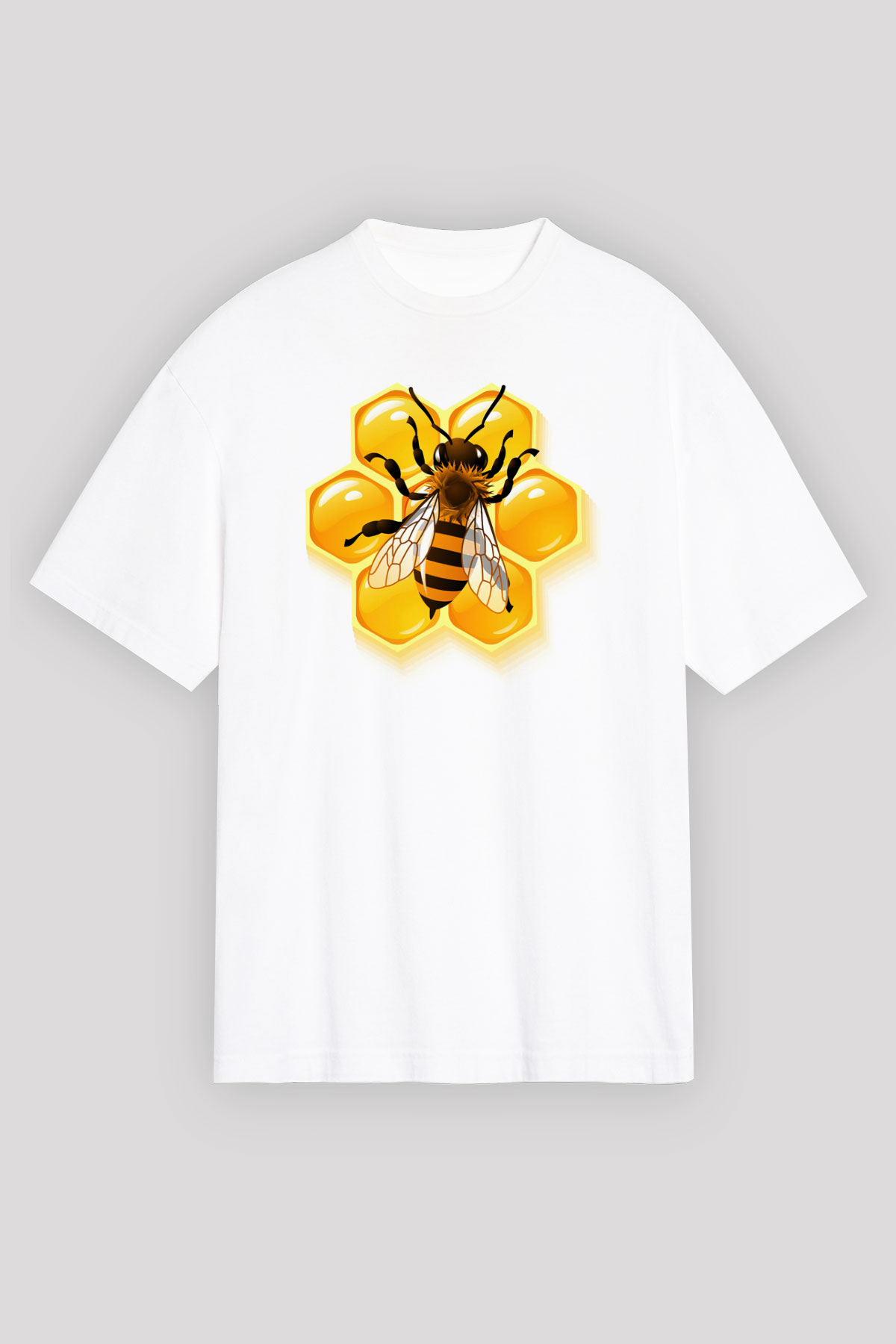 Arıcı Beyaz Unisex Oversize Tişört T-Shirt
