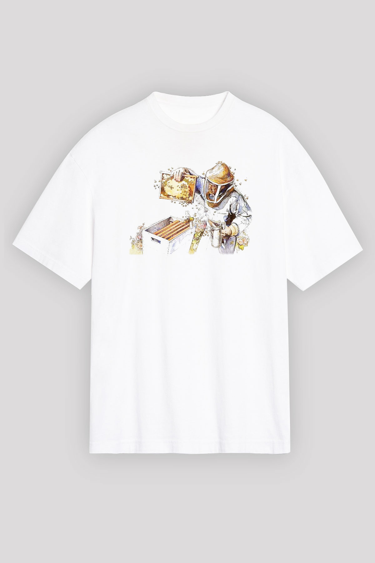 Arıcı Beyaz Unisex Oversize Tişört T-Shirt