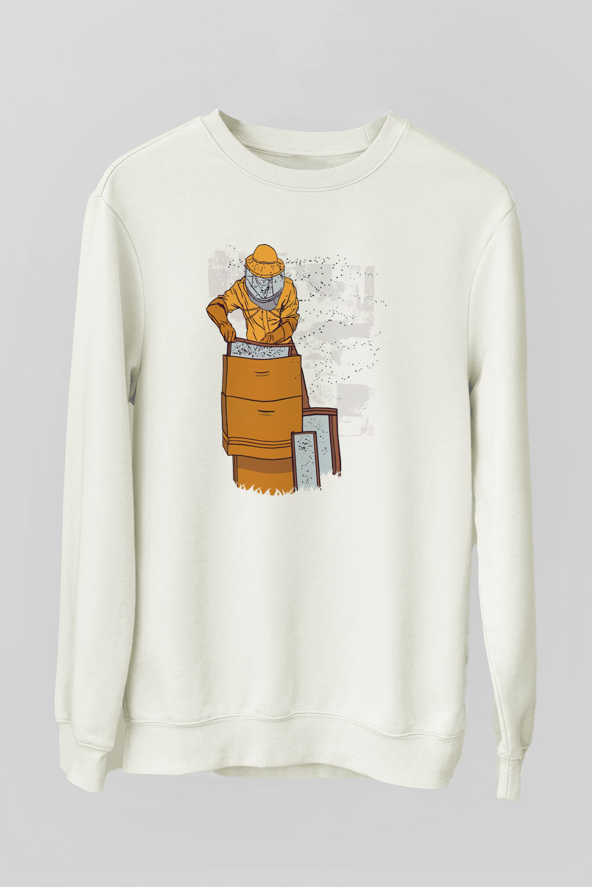 Arıcı Beyaz Unisex Sweatshirt