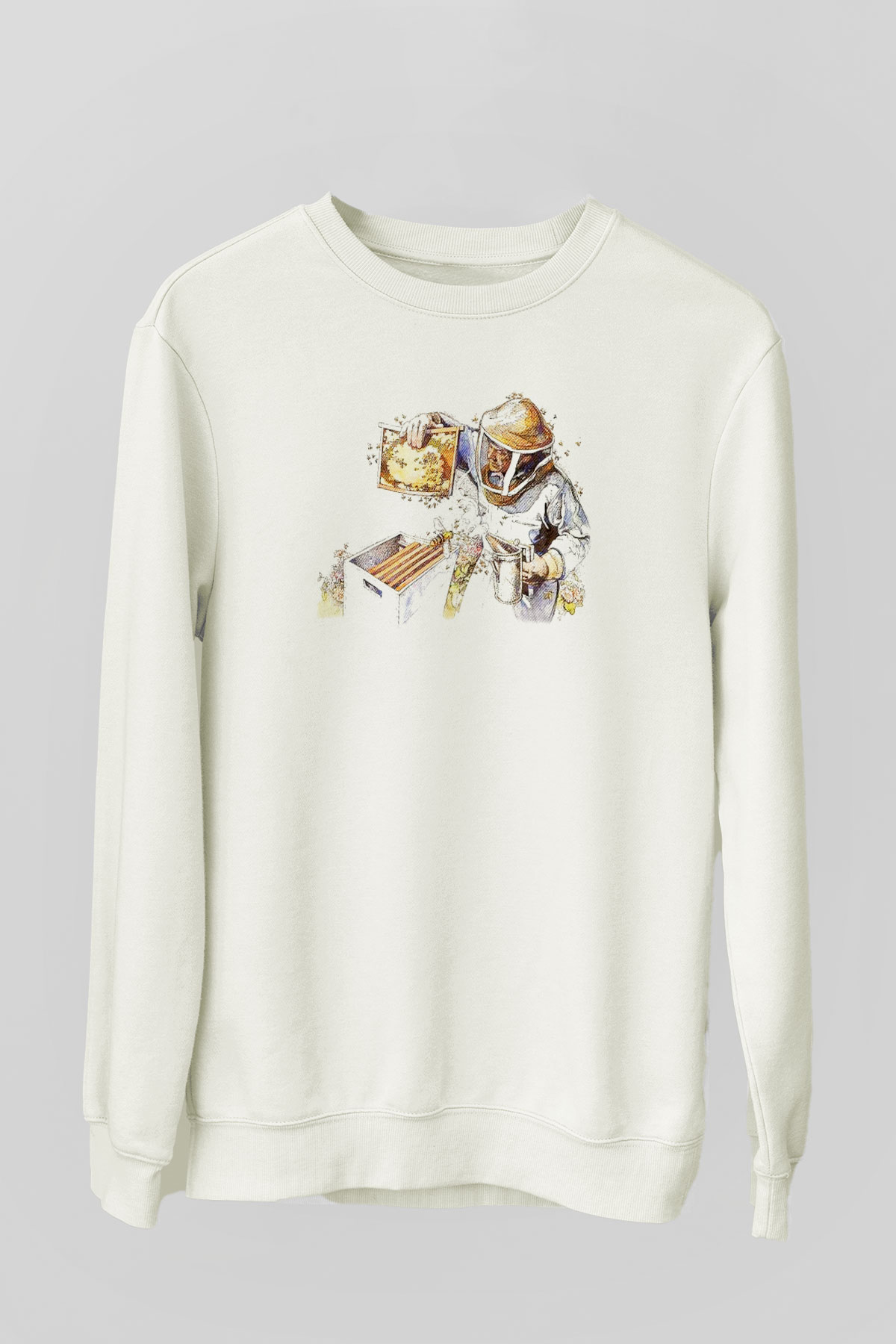 Arıcı Beyaz Unisex Sweatshirt