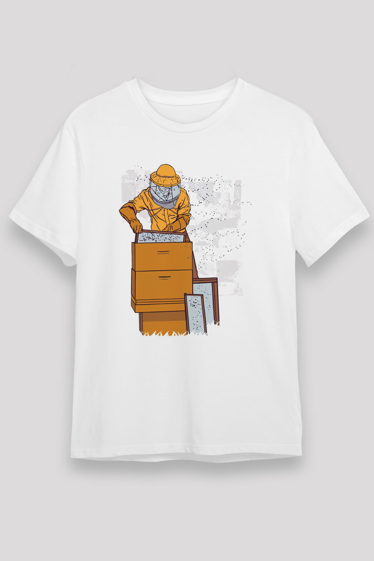 Arıcı Beyaz Unisex Tişört T-Shirt - TişörtFabrikası