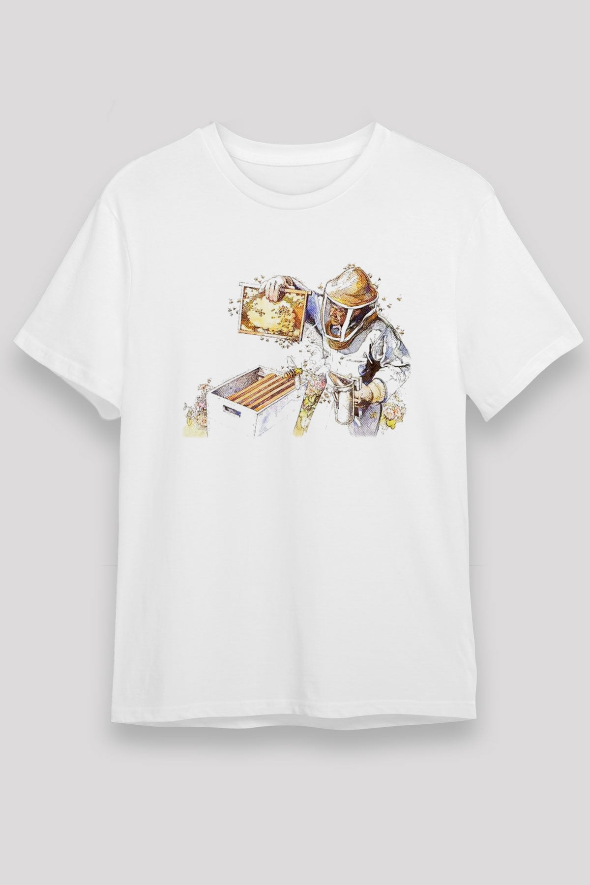 Arıcı Beyaz Unisex Tişört T-Shirt - TişörtFabrikası