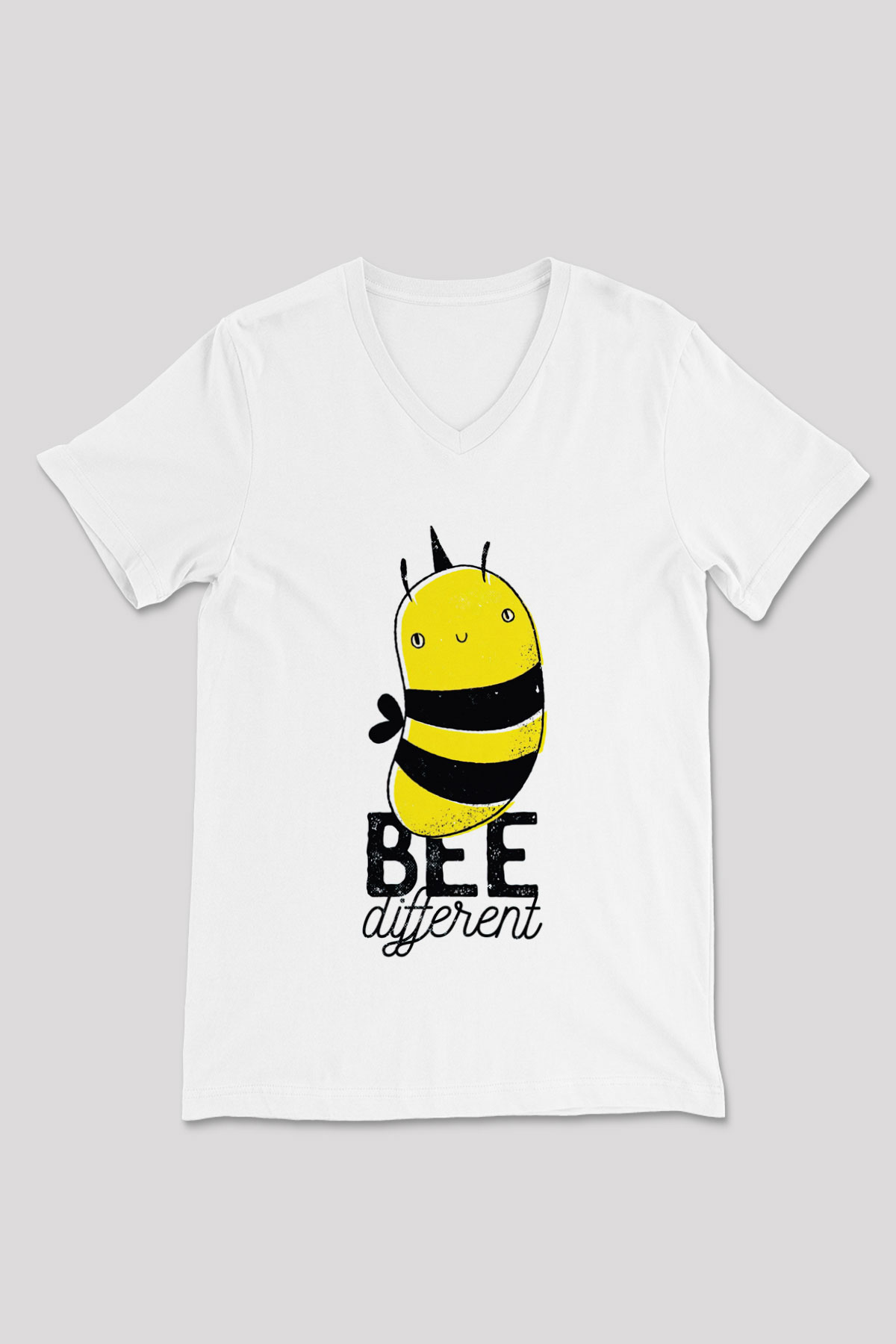 Arıcı Beyaz Unisex V Yaka Tişört