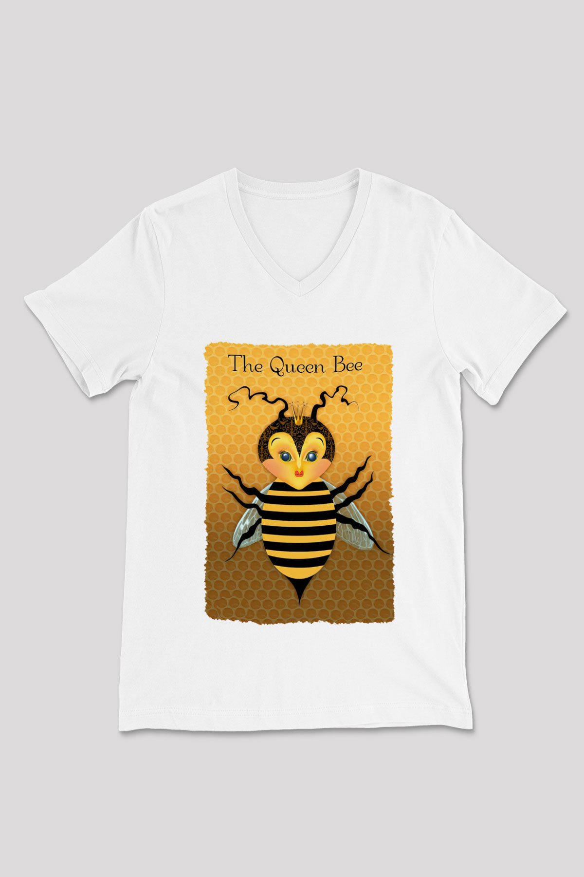 Arıcı Beyaz Unisex V Yaka Tişört T-Shirt