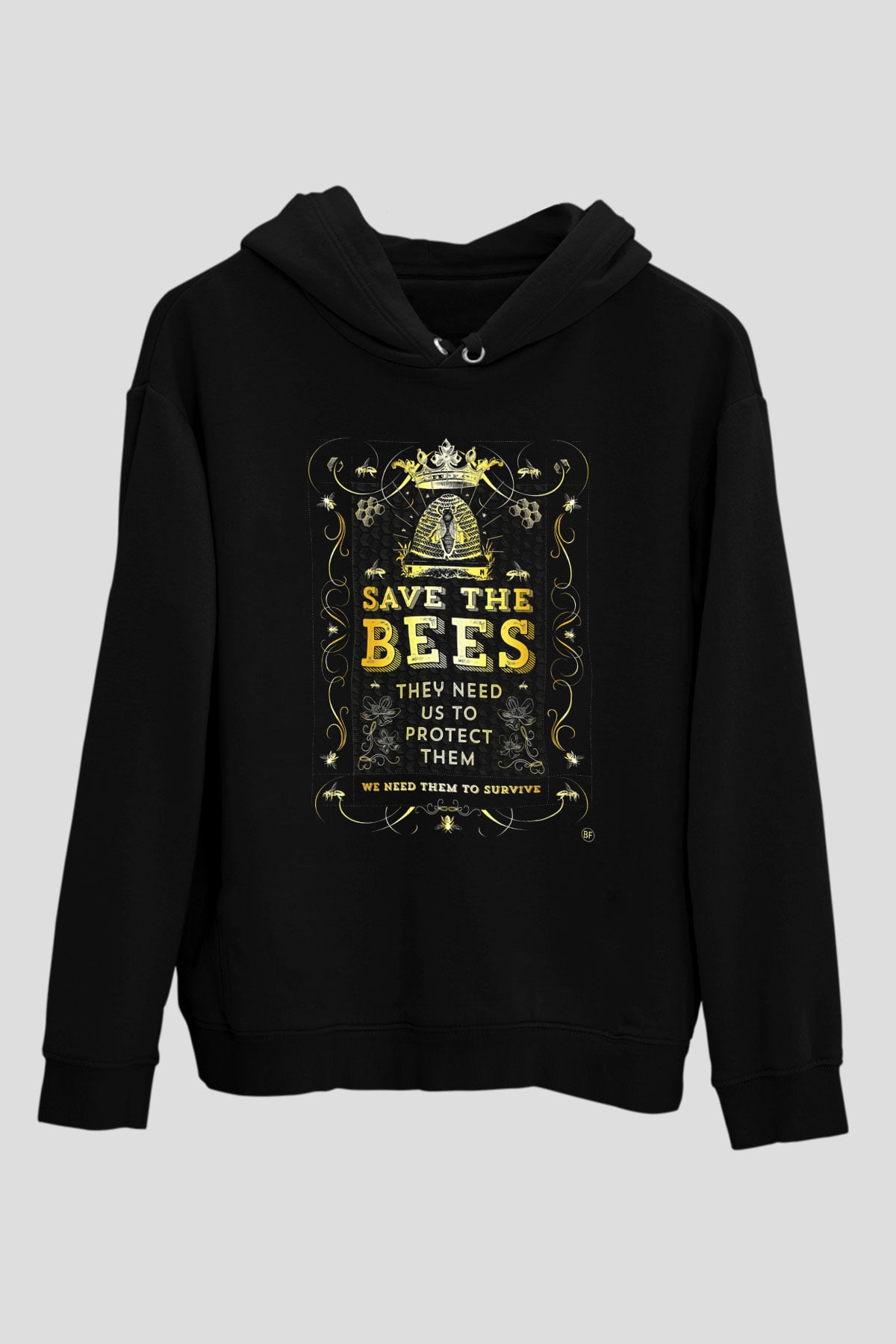 Arıcı Siyah Unisex Kapşonlu Sweatshirt