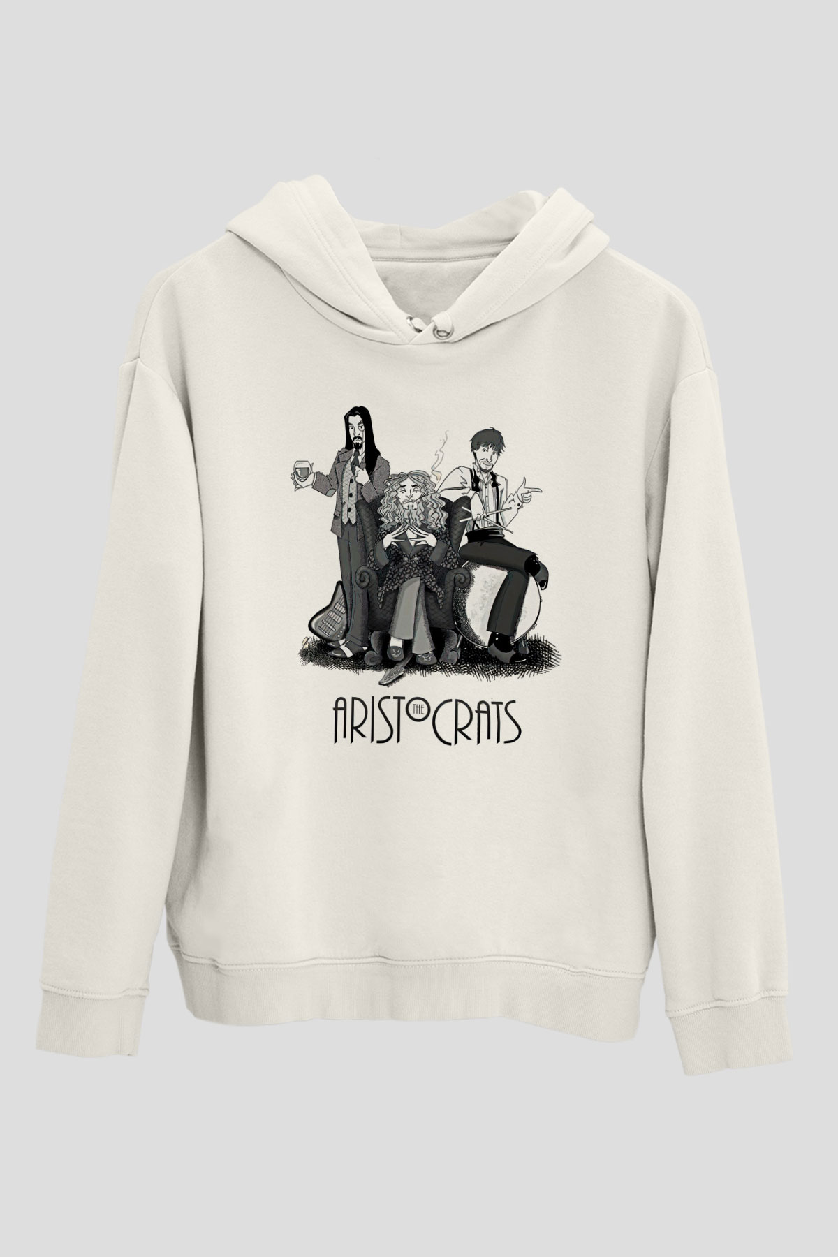 Aristocrats Baskılı Beyaz Unisex Kapüşonlu Sweatshirt