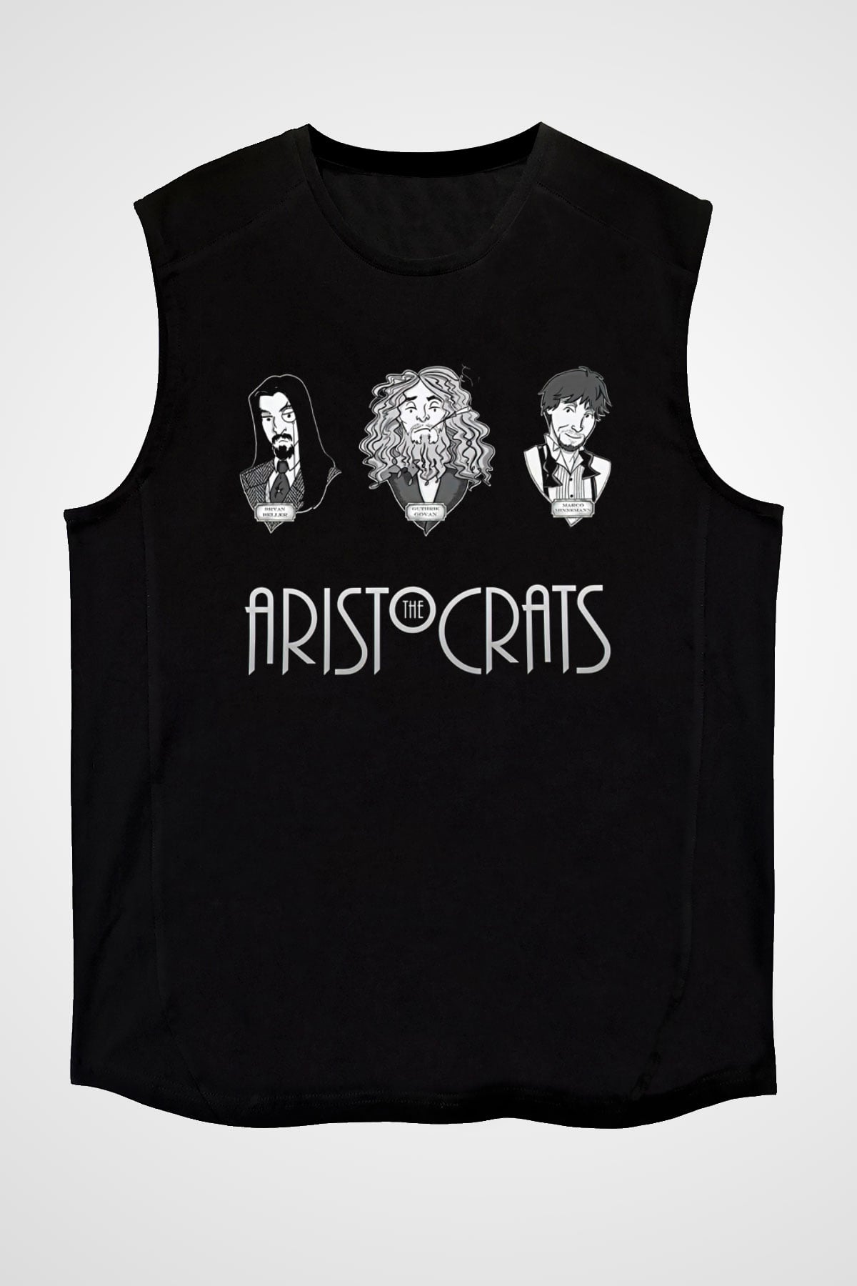 Aristocrats Baskılı Unisex Siyah Kolsuz Tişört - Tshirt