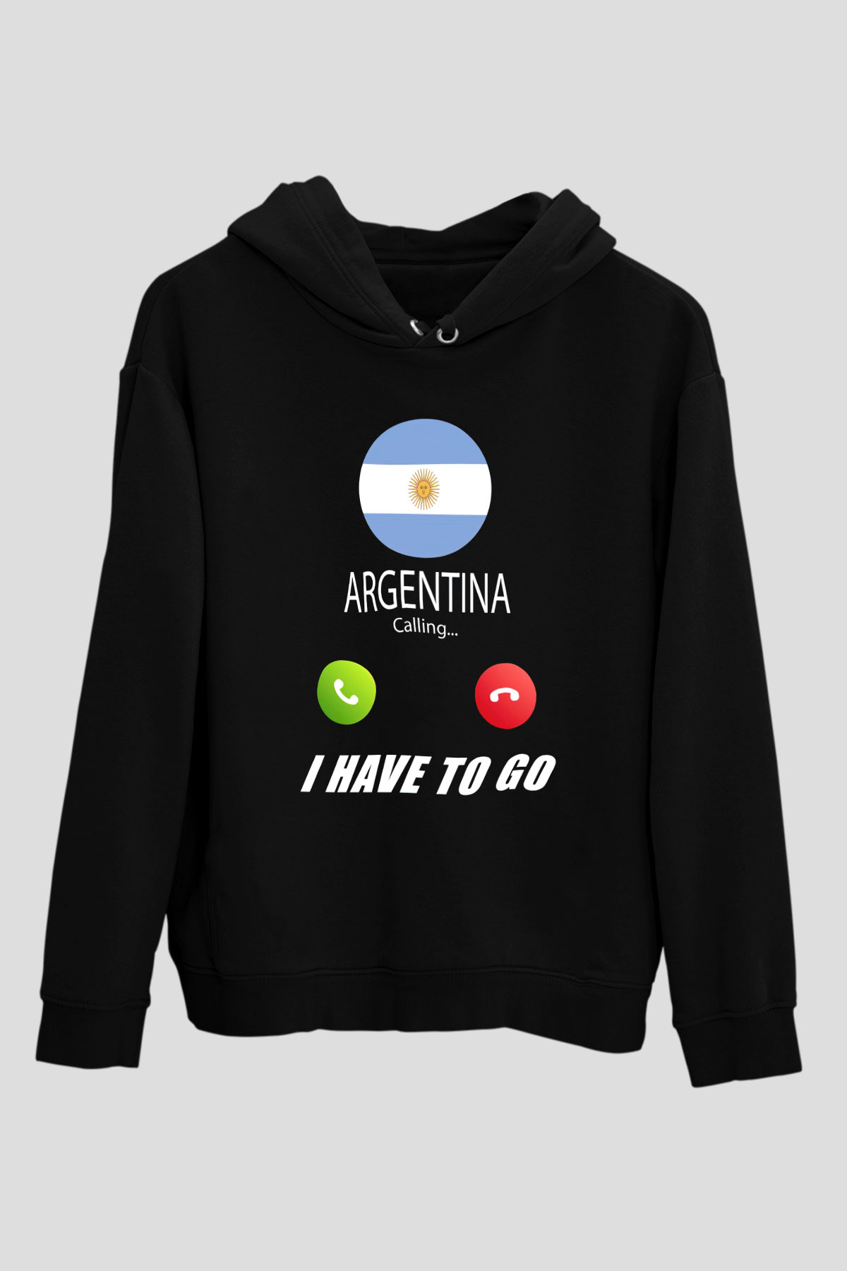 Arjantin Siyah Unisex Hoodie