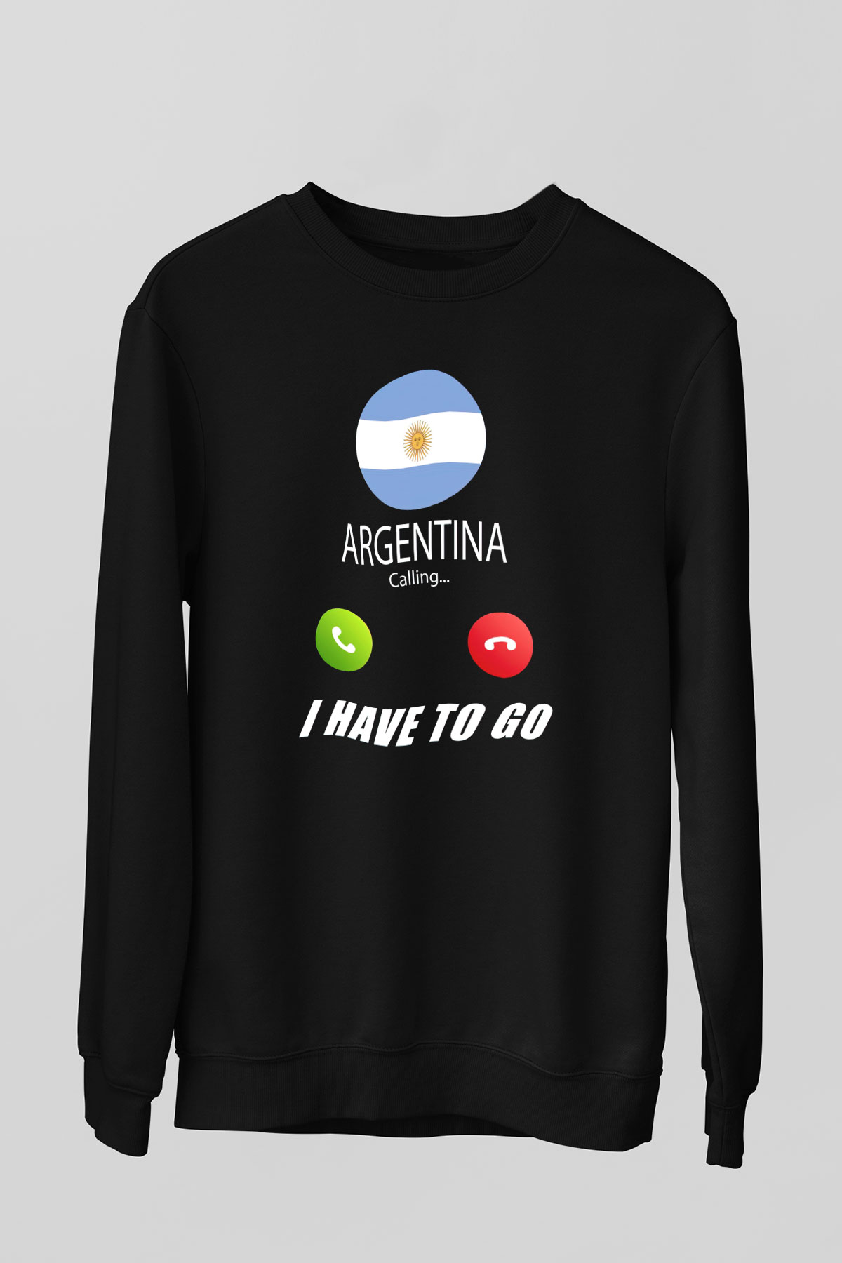 Arjantin Siyah Unisex Sweatshirt
