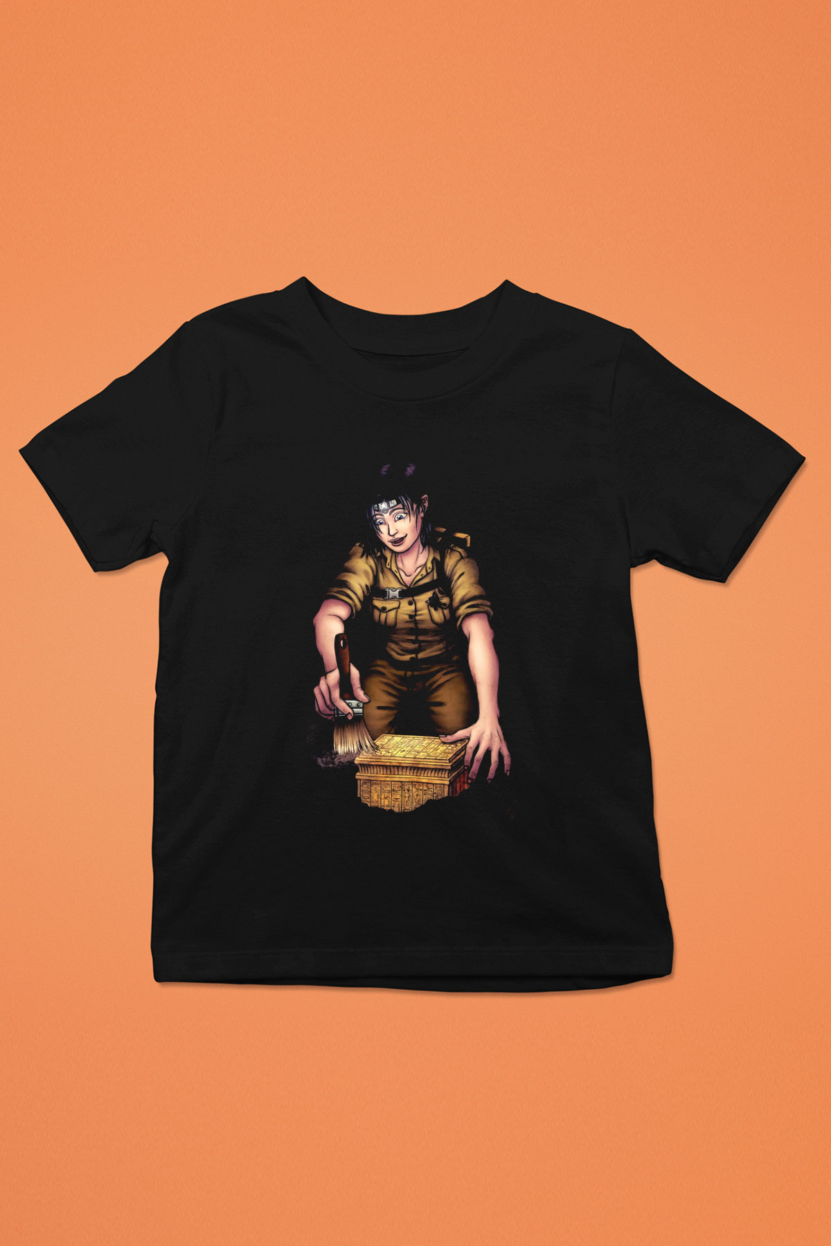 Arkeolog Baskılı Siyah Unisex Çocuk Tişört