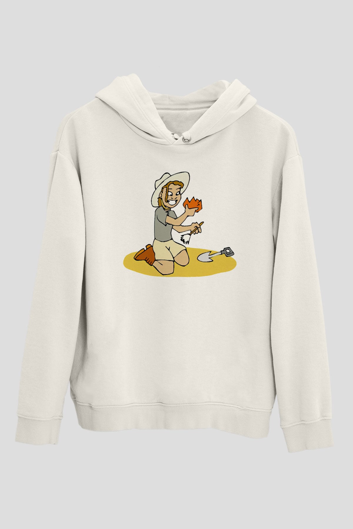 Arkeolog Beyaz Unisex Hoodie