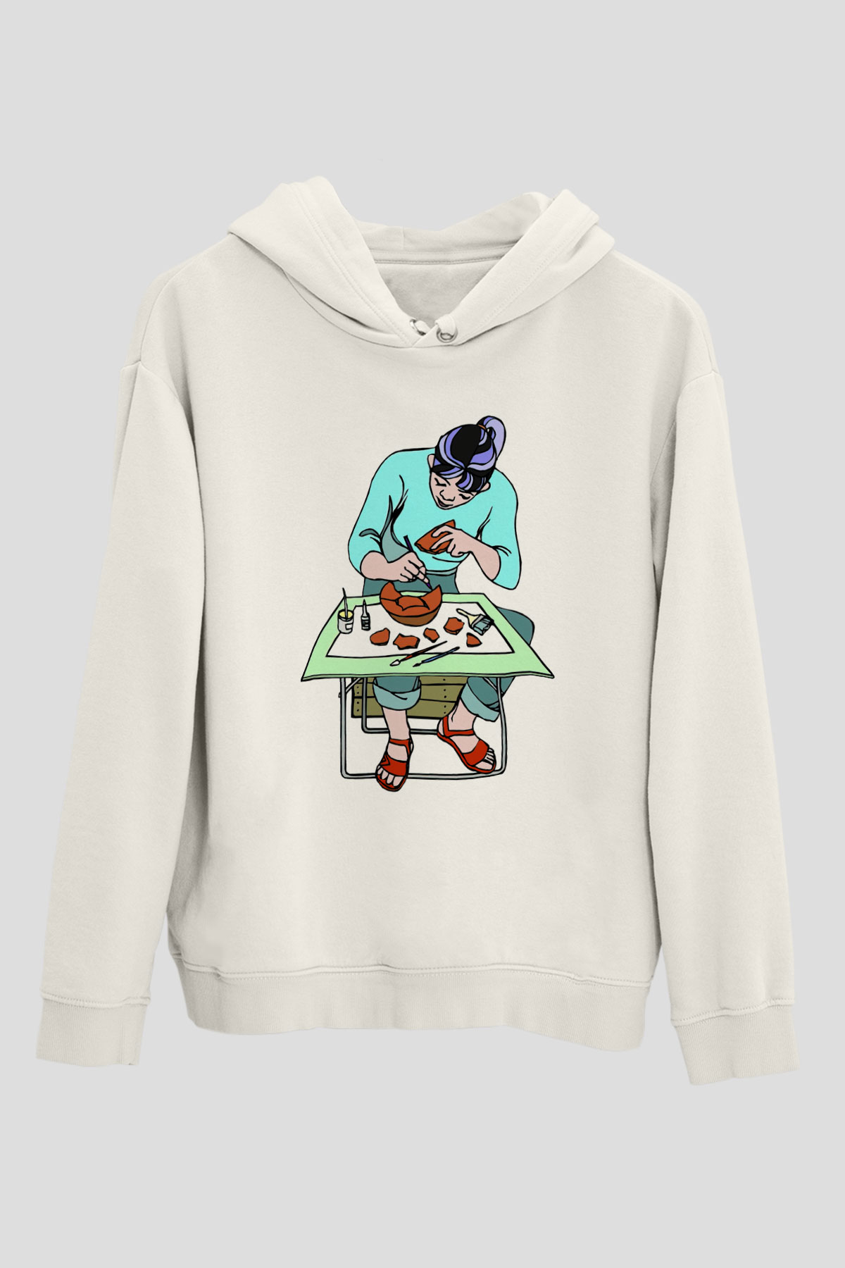 Arkeolog Beyaz Unisex Hoodie