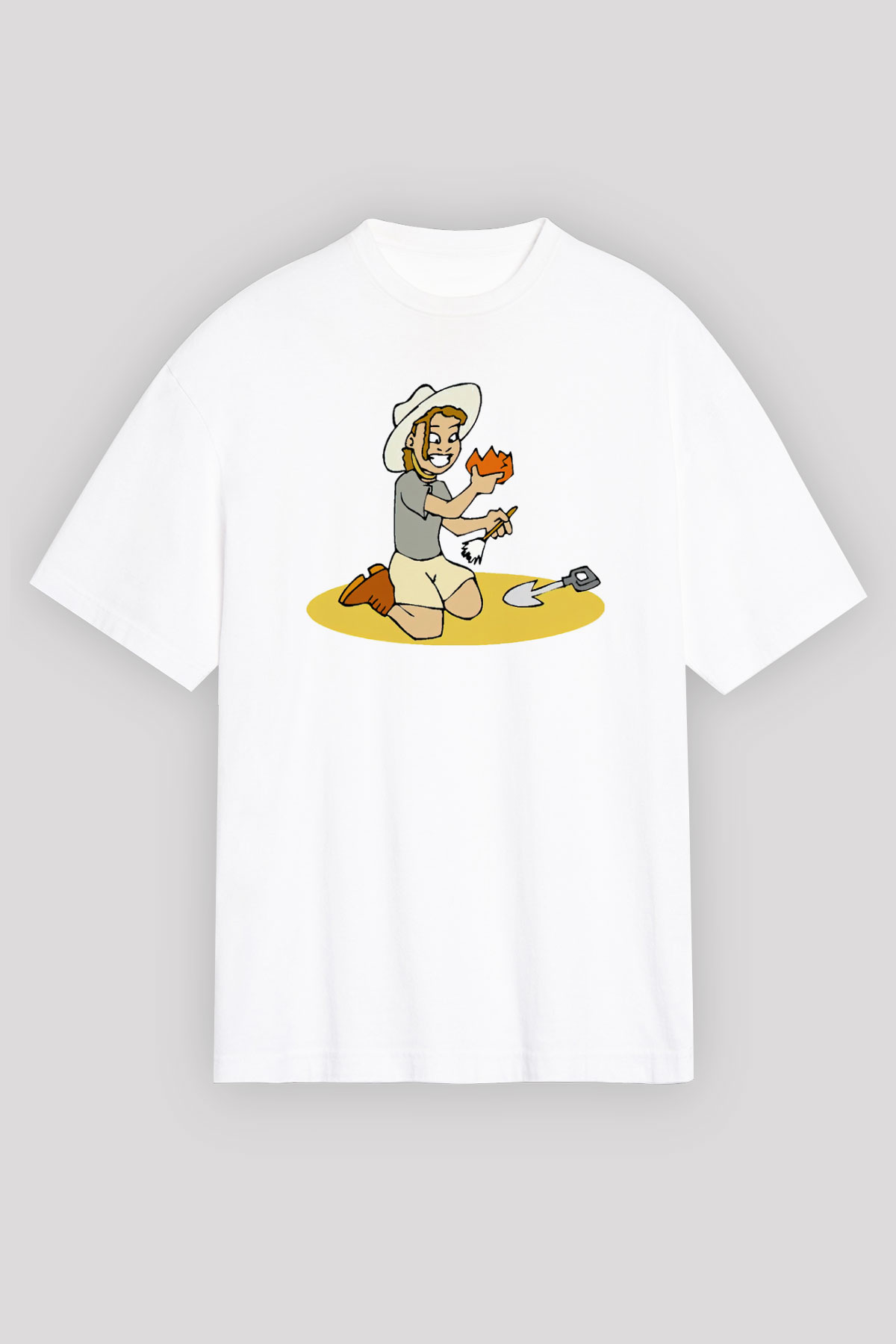 Arkeolog Beyaz Unisex Oversize Tişört T-Shirt