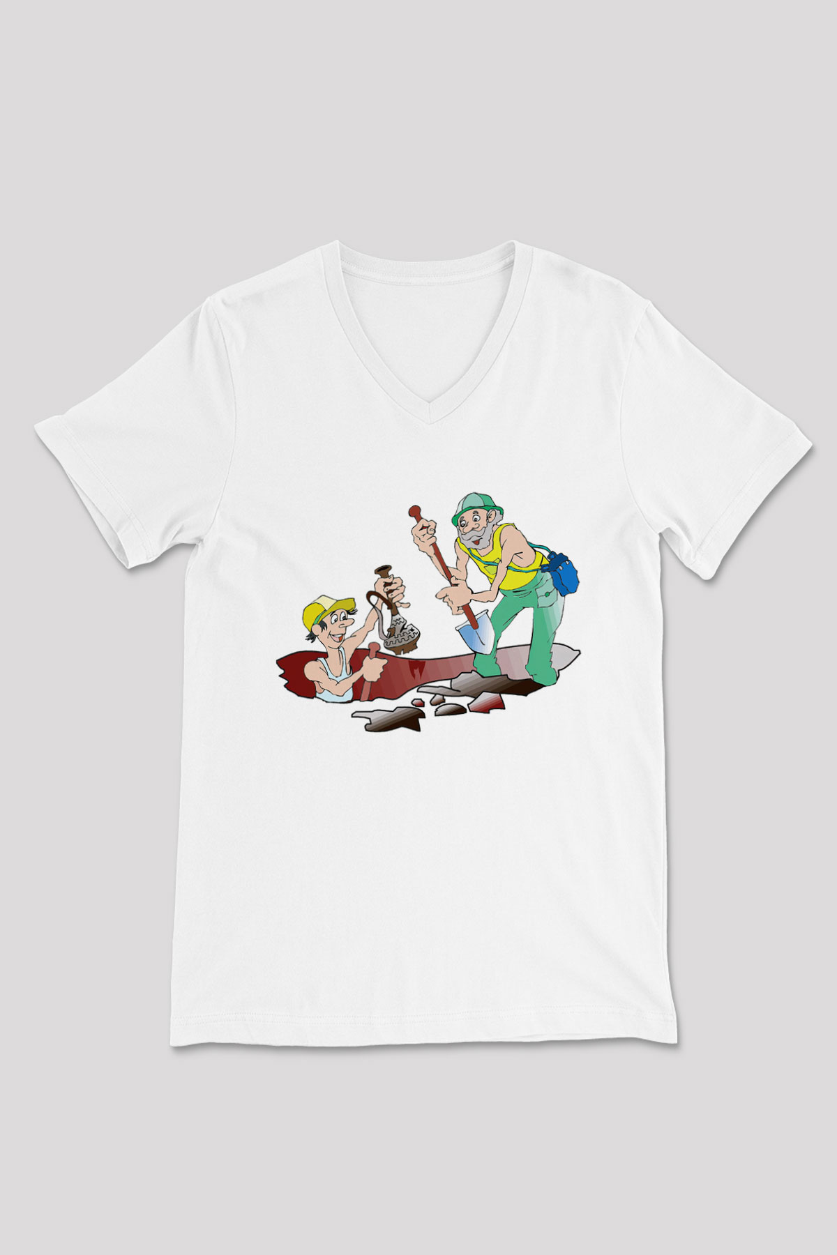 Arkeolog Beyaz Unisex V Yaka Tişört T-Shirt