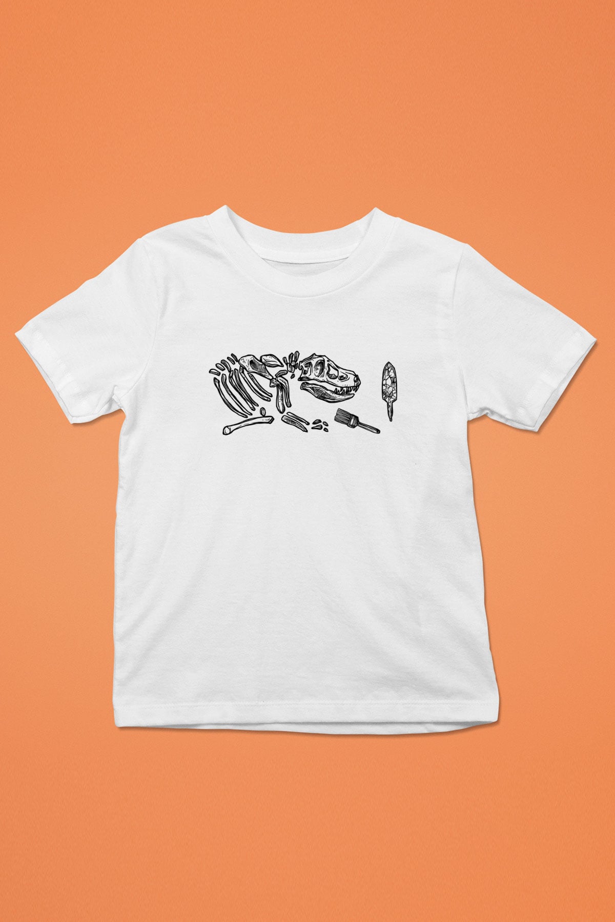 Arkeoloji Dinazor Baskılı Unisex Beyaz Çocuk Tişört
