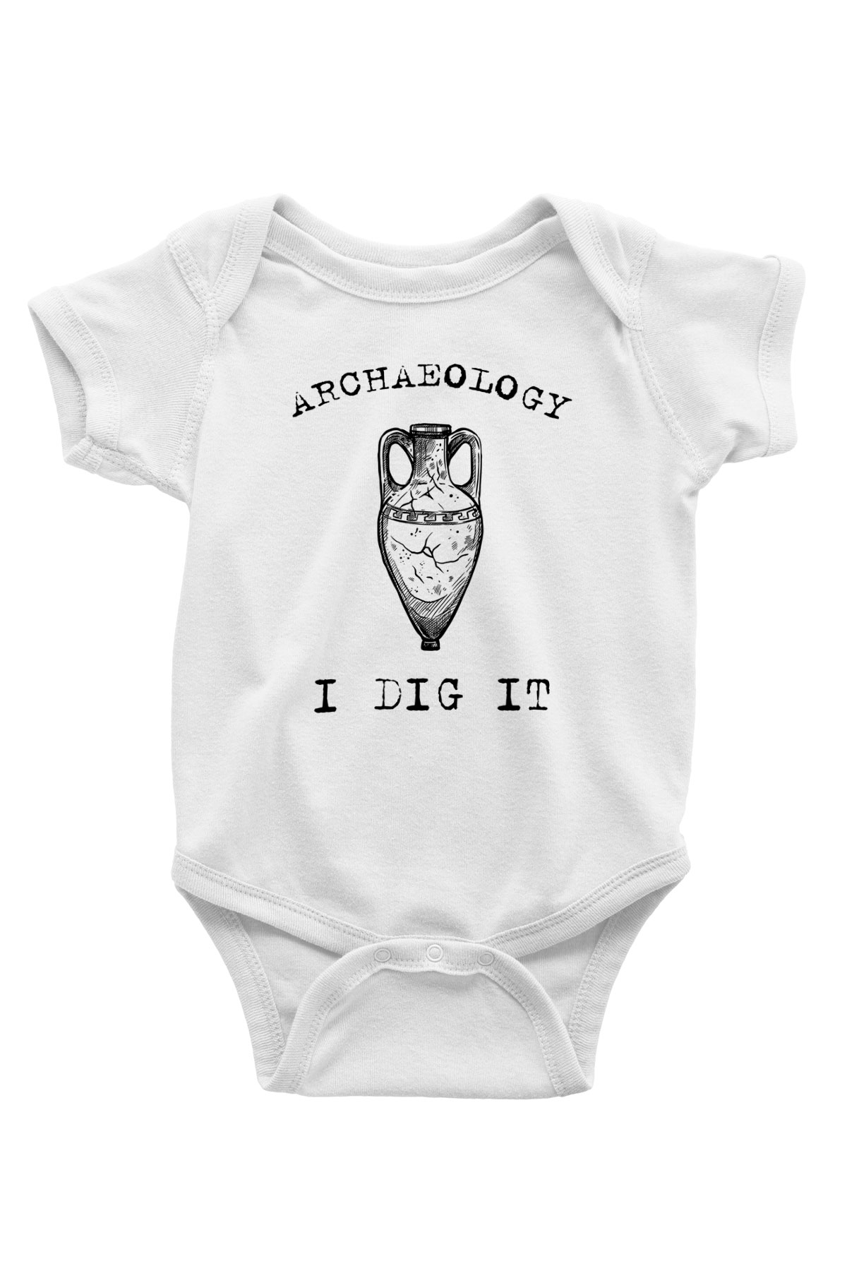 Arkeoloji Kazı Baskılı Unisex Beyaz Bebek Body - Zıbın