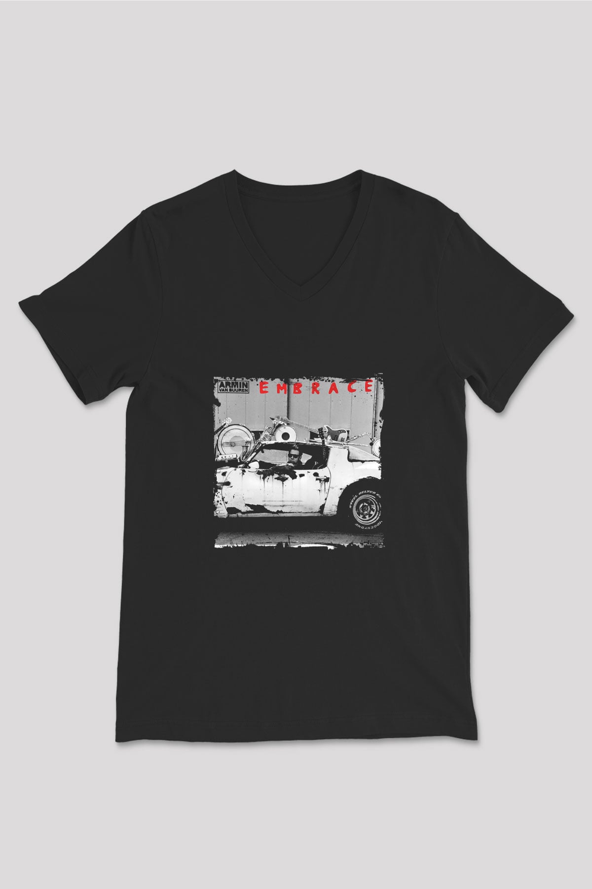 Armin Van Buuren Baskılı Unisex Siyah V Yaka Tişört
