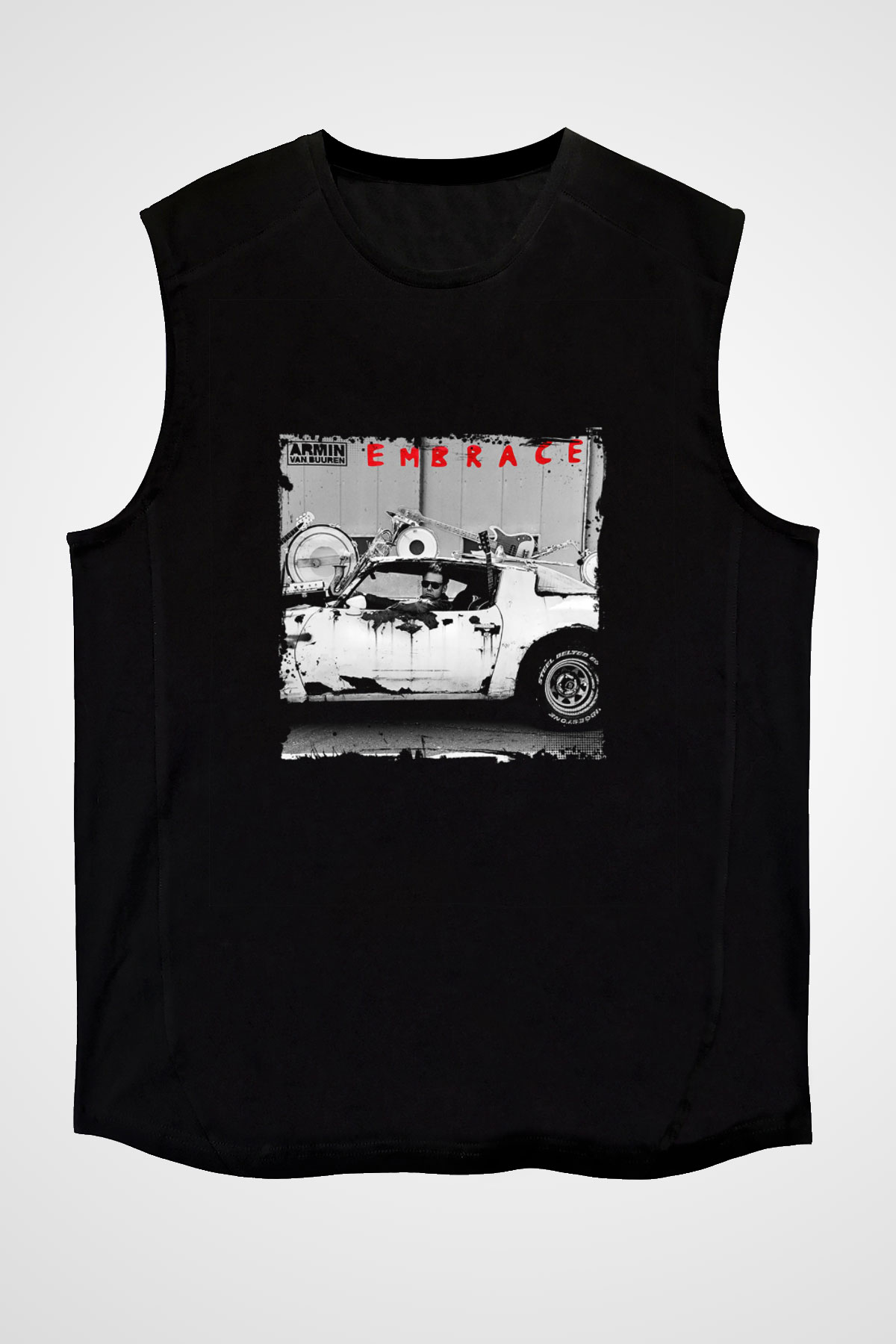 Armin Van Buuren Baskılı Unisex Siyah Kolsuz Tişört