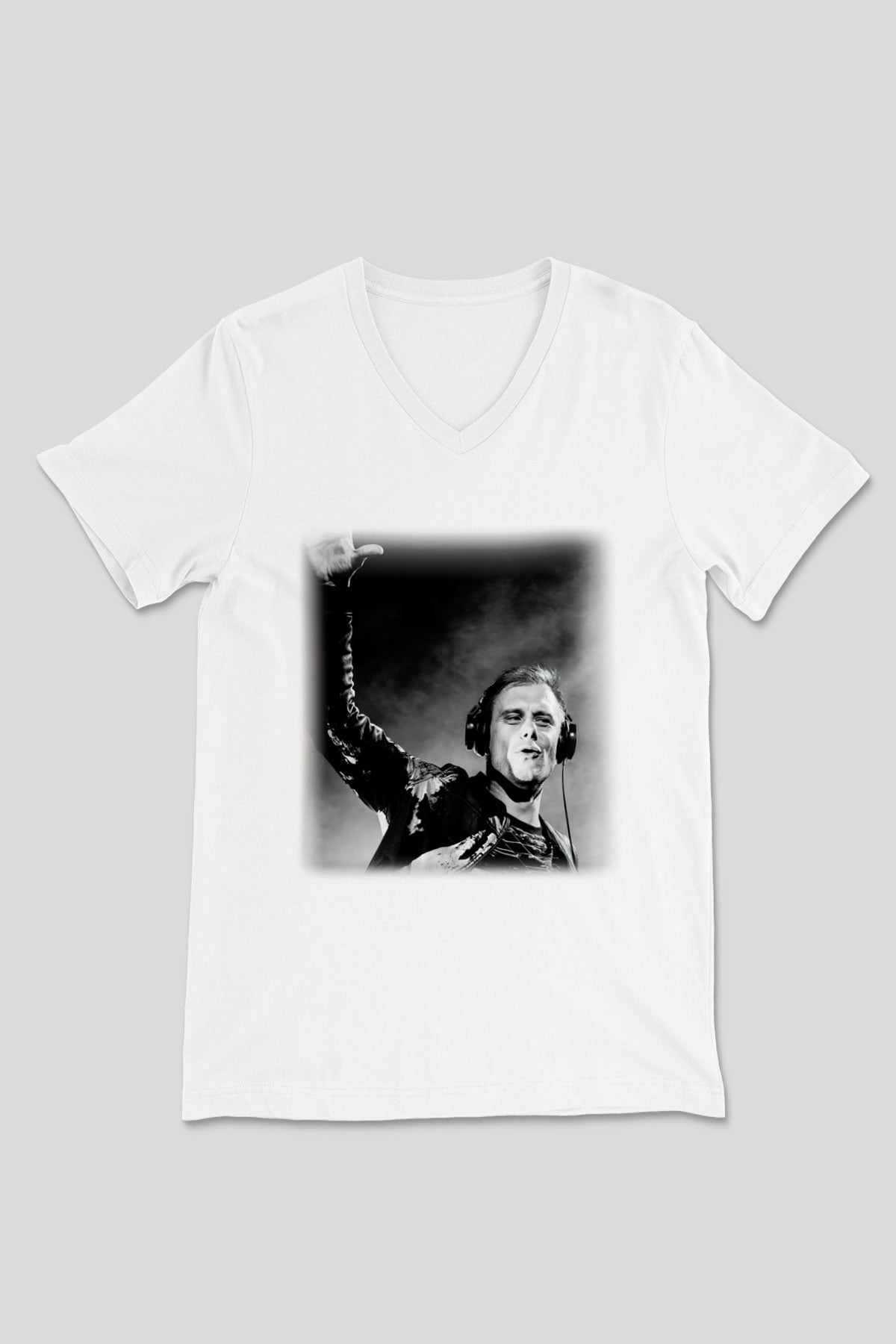 Armin Van Buuren Beyaz Unisex V Yaka Tişört T-Shirt