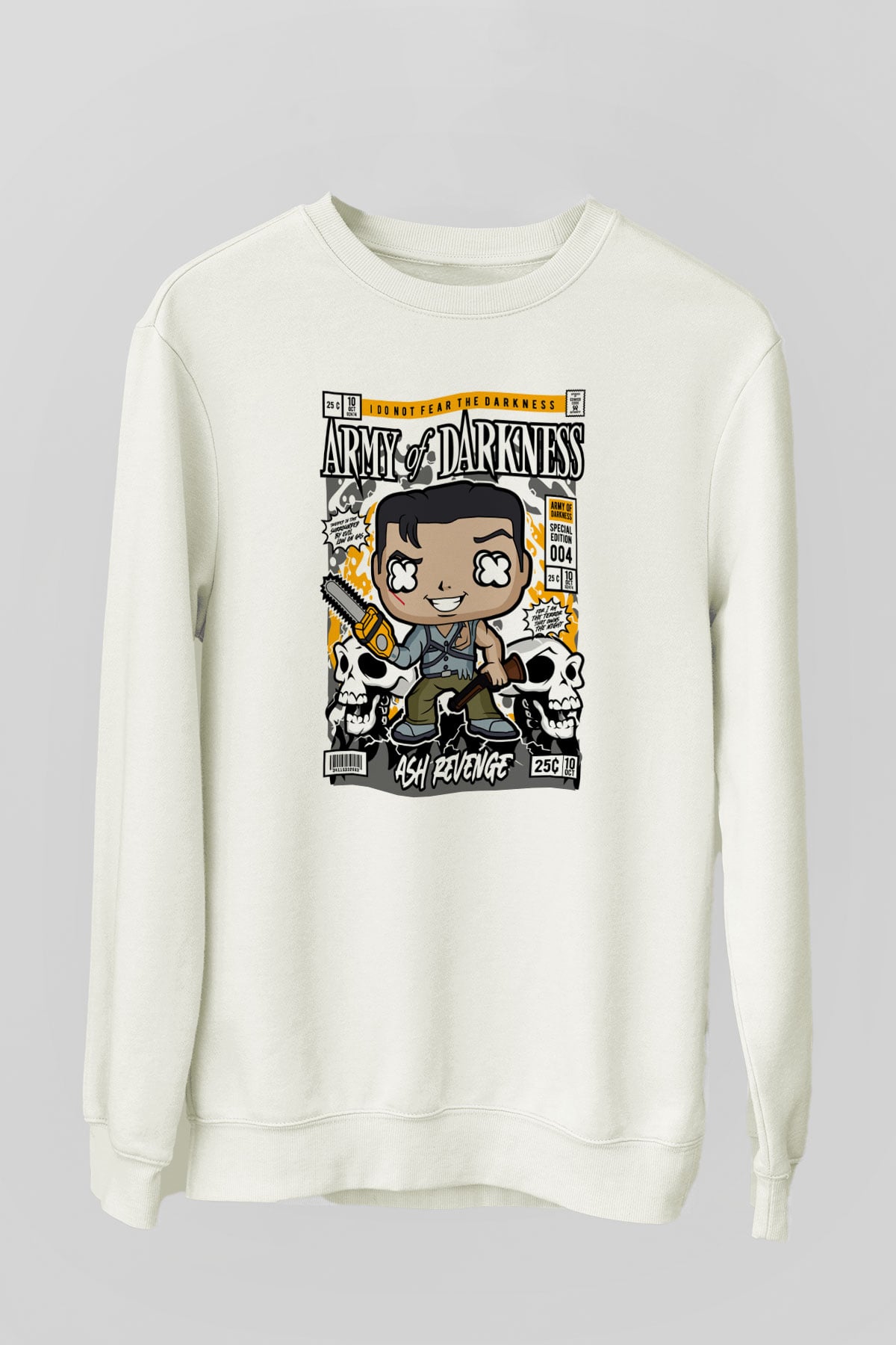 Army Of Darkness Baskılı Unisex Beyaz Sweatshirt