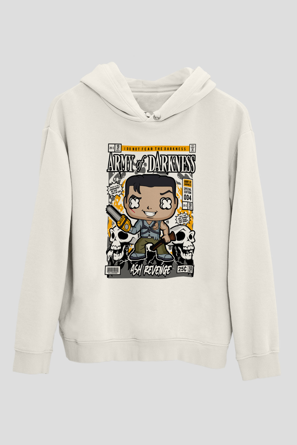 Army Of Darkness Baskılı Unisex Beyaz Hoodie