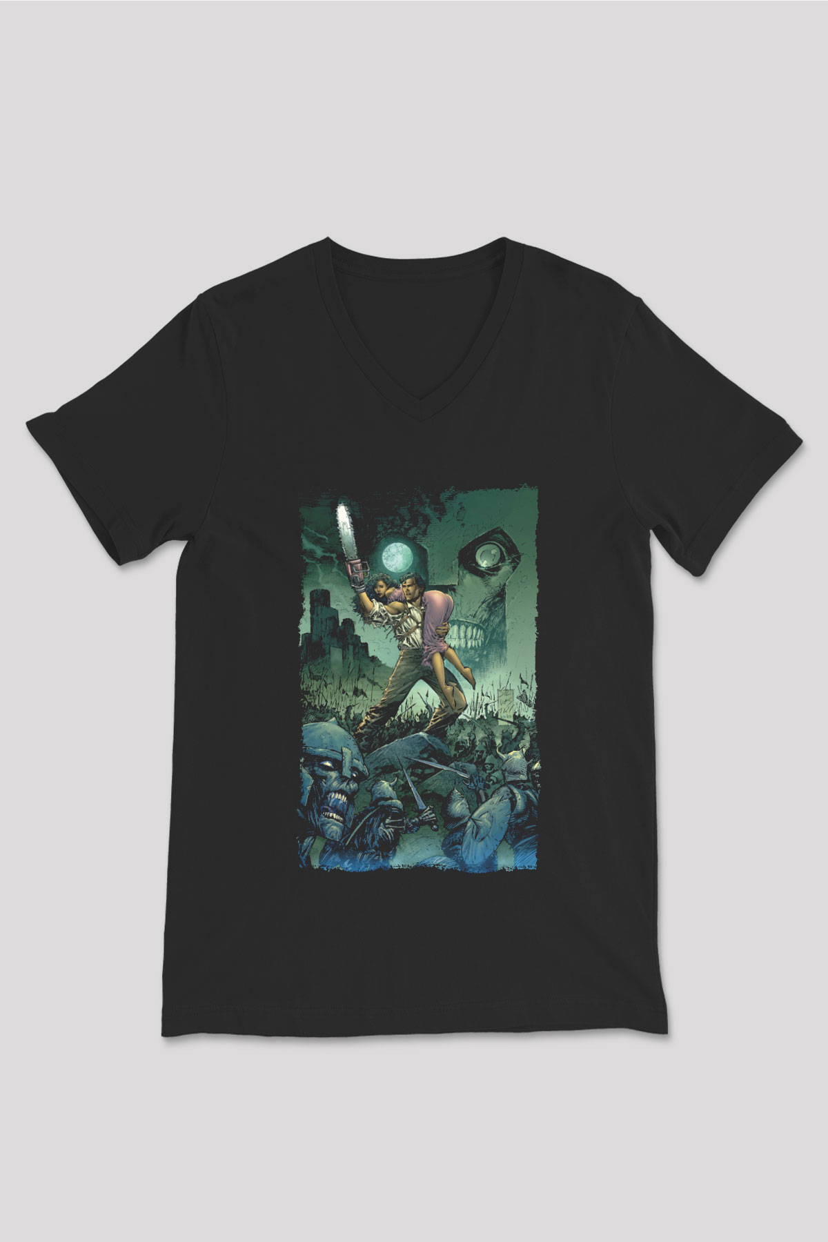 Army of Darkness Siyah Unisex  V Yaka Tişört
