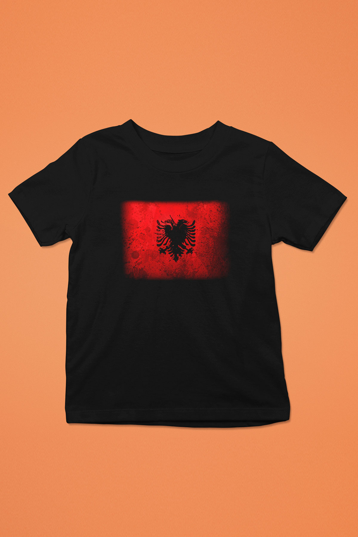 Arnavutluk Baskılı Siyah Unisex Çocuk Tişört