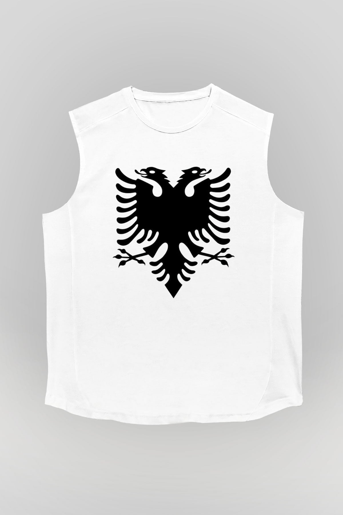 Arnavutluk Beyaz Unisex Kolsuz Tişört