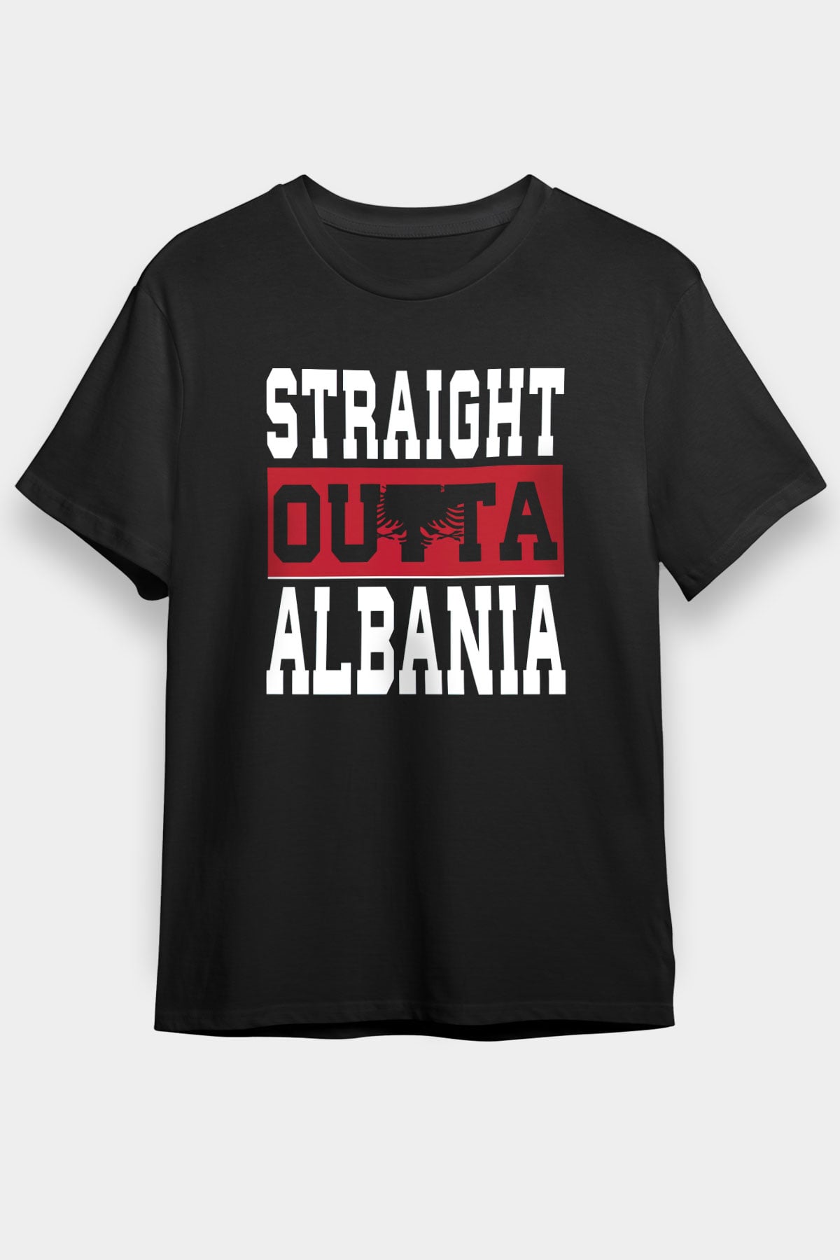 Arnavutluk Siyah Unisex Tişört T-Shirt - TişörtFabrikası