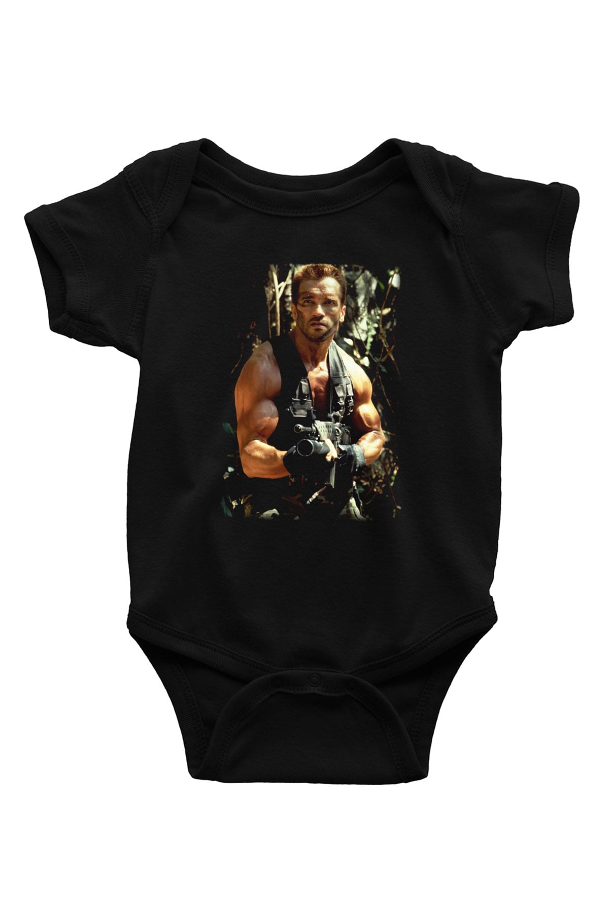 Arnold Schwarzenegger Baskılı Siyah Bebek Body - Zıbın