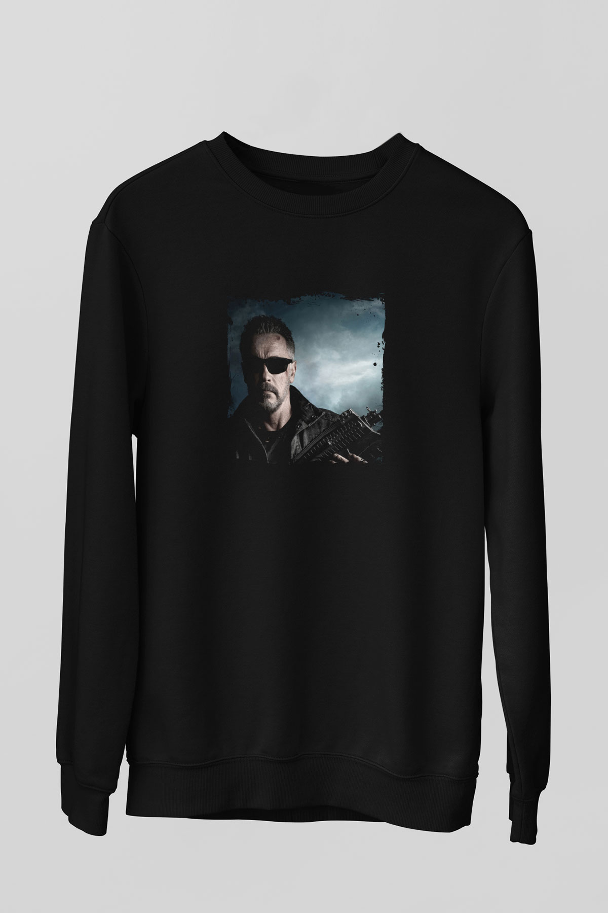 Arnold Schwarzenegger Baskılı Unisex Siyah Sweatshirt