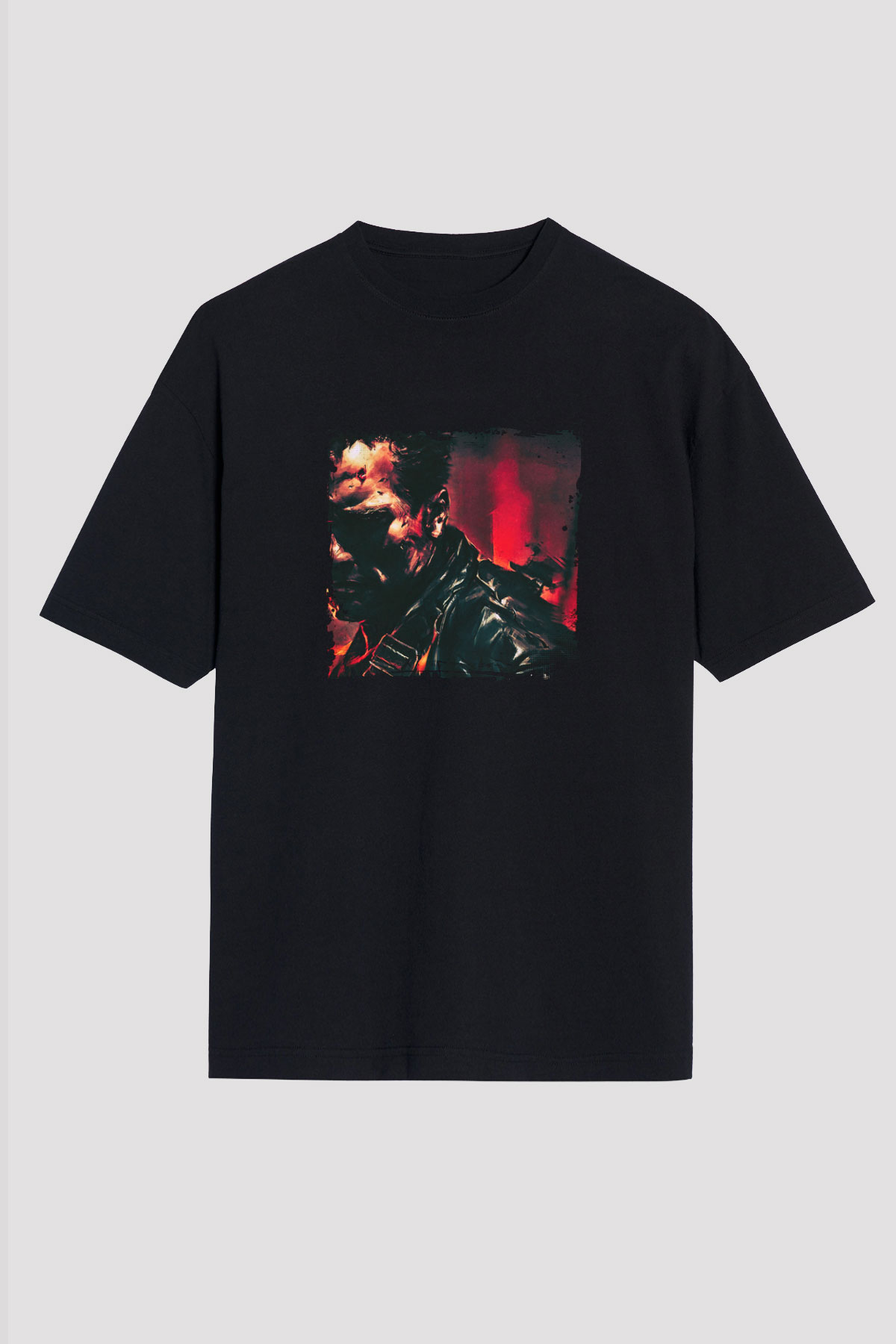 Arnold Schwarzenegger Baskılı Unisex Siyah Oversize Tişört