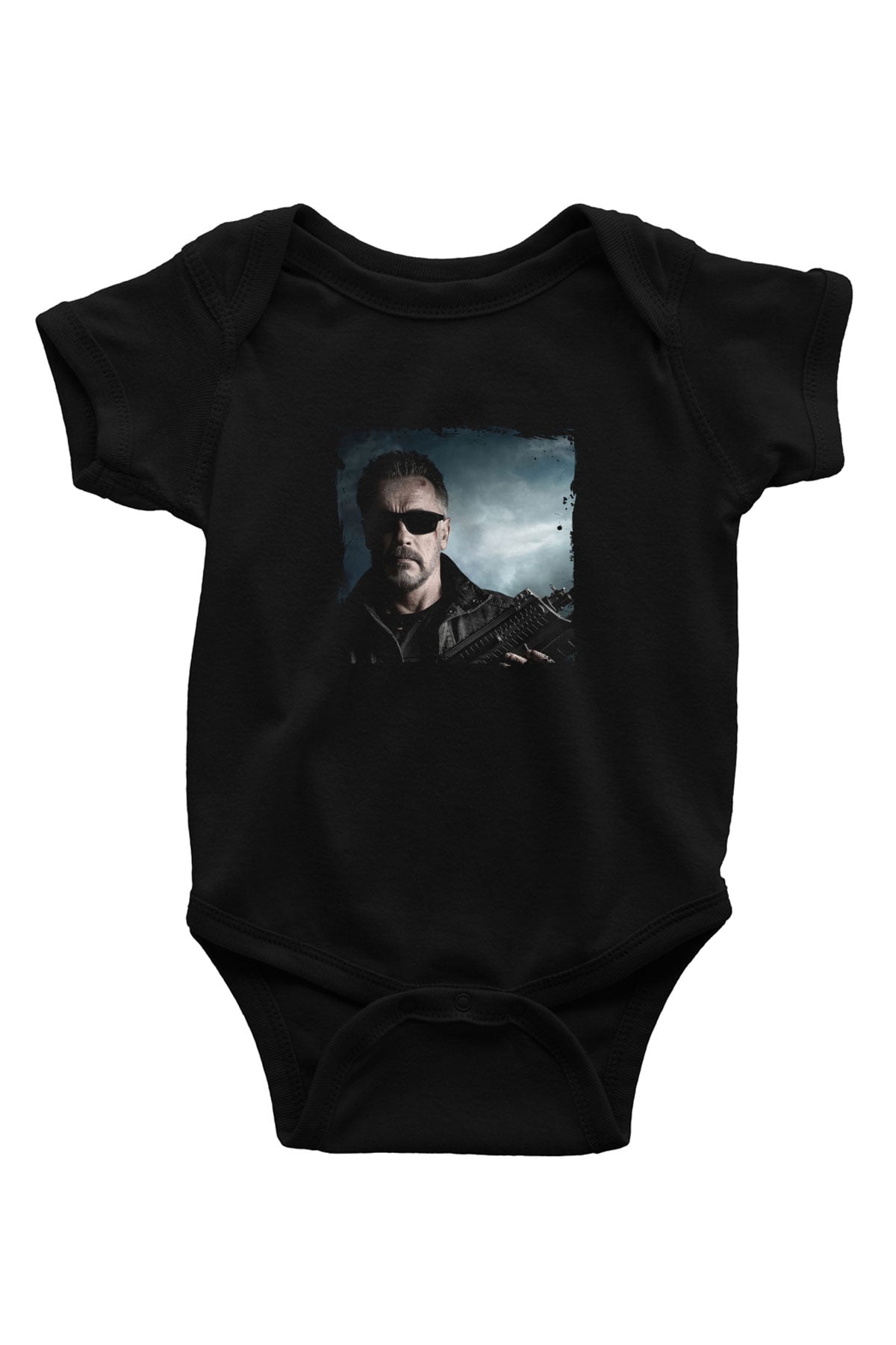 Arnold Schwarzenegger Baskılı Unisex Siyah Bebek Body - Zıbın
