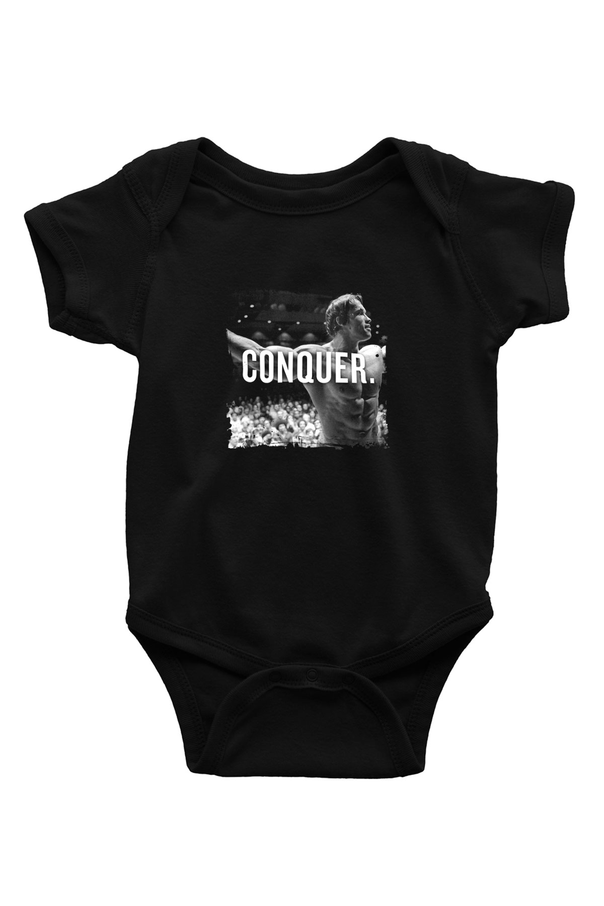 Arnold Schwarzenegger Baskılı Unisex Siyah Bebek Body - Zıbın