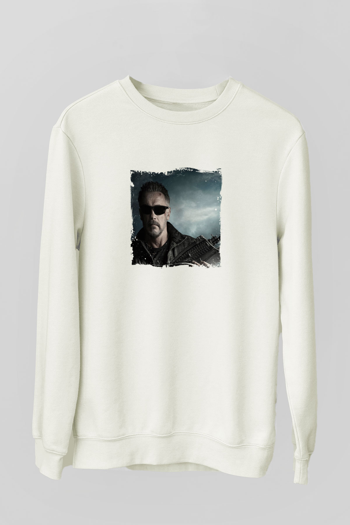 Arnold Schwarzenegger Unisex Baskılı Beyaz Sweatshirt