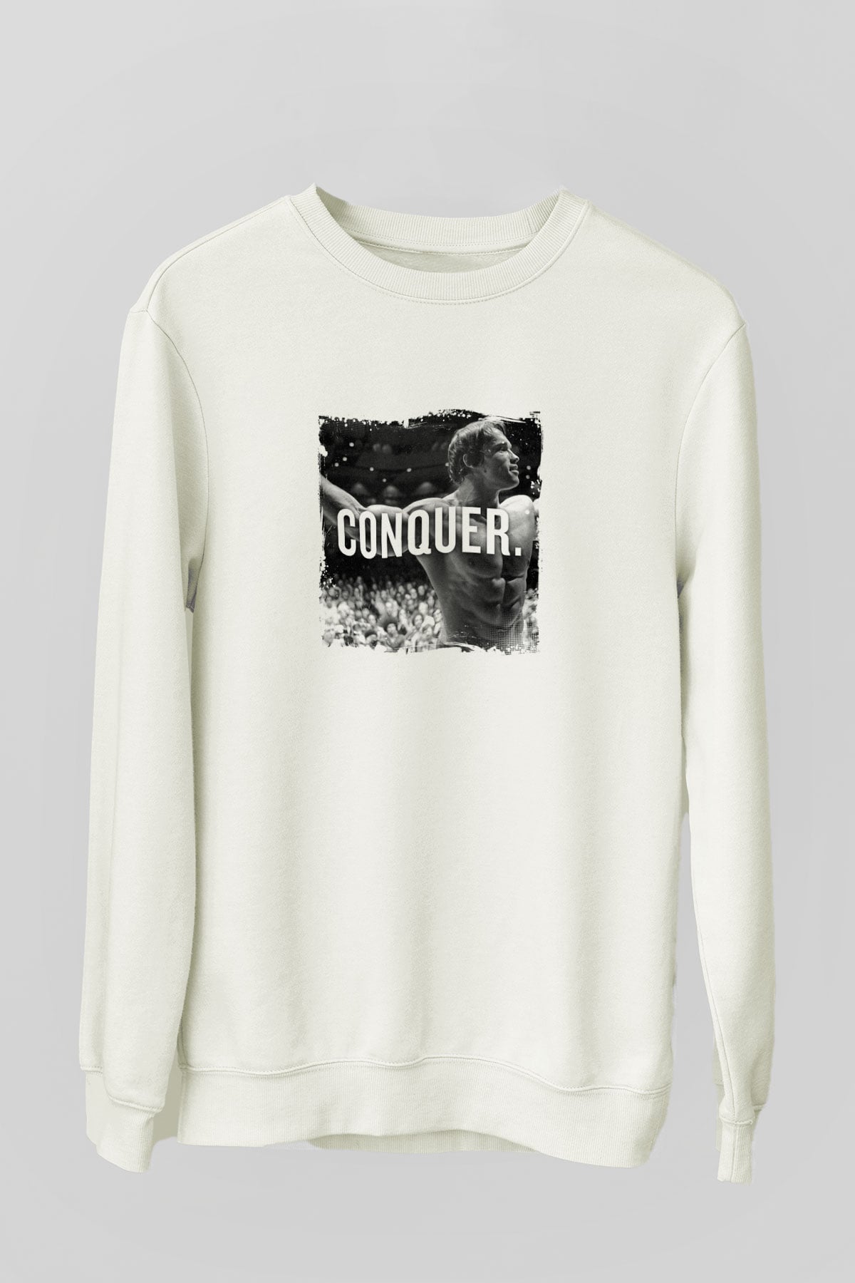 Arnold Schwarzenegger Unisex Baskılı Beyaz Sweatshirt