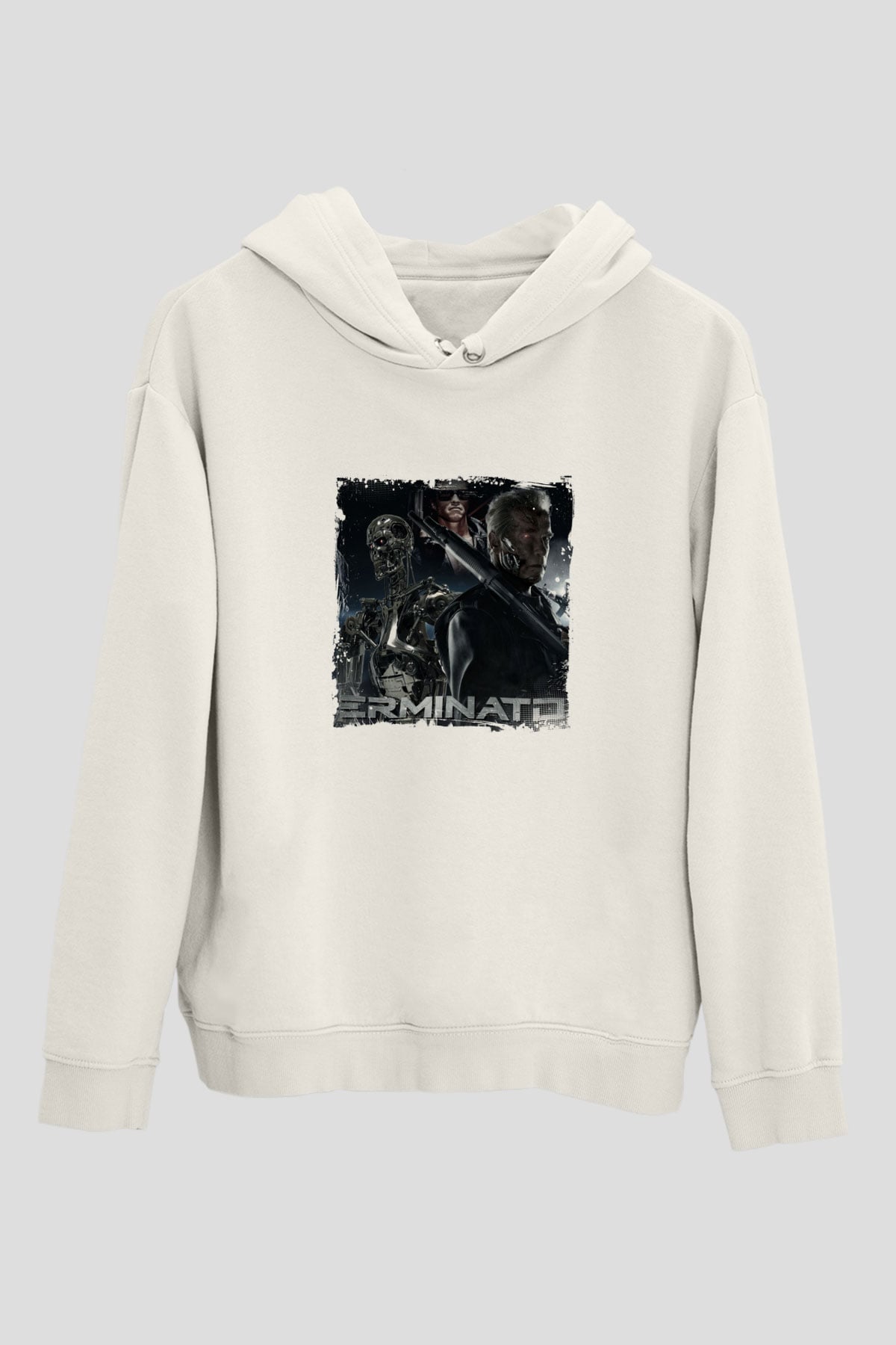 Arnold Schwarzenegger Unisex Baskılı Beyaz Kapüşonlu Sweatshirt