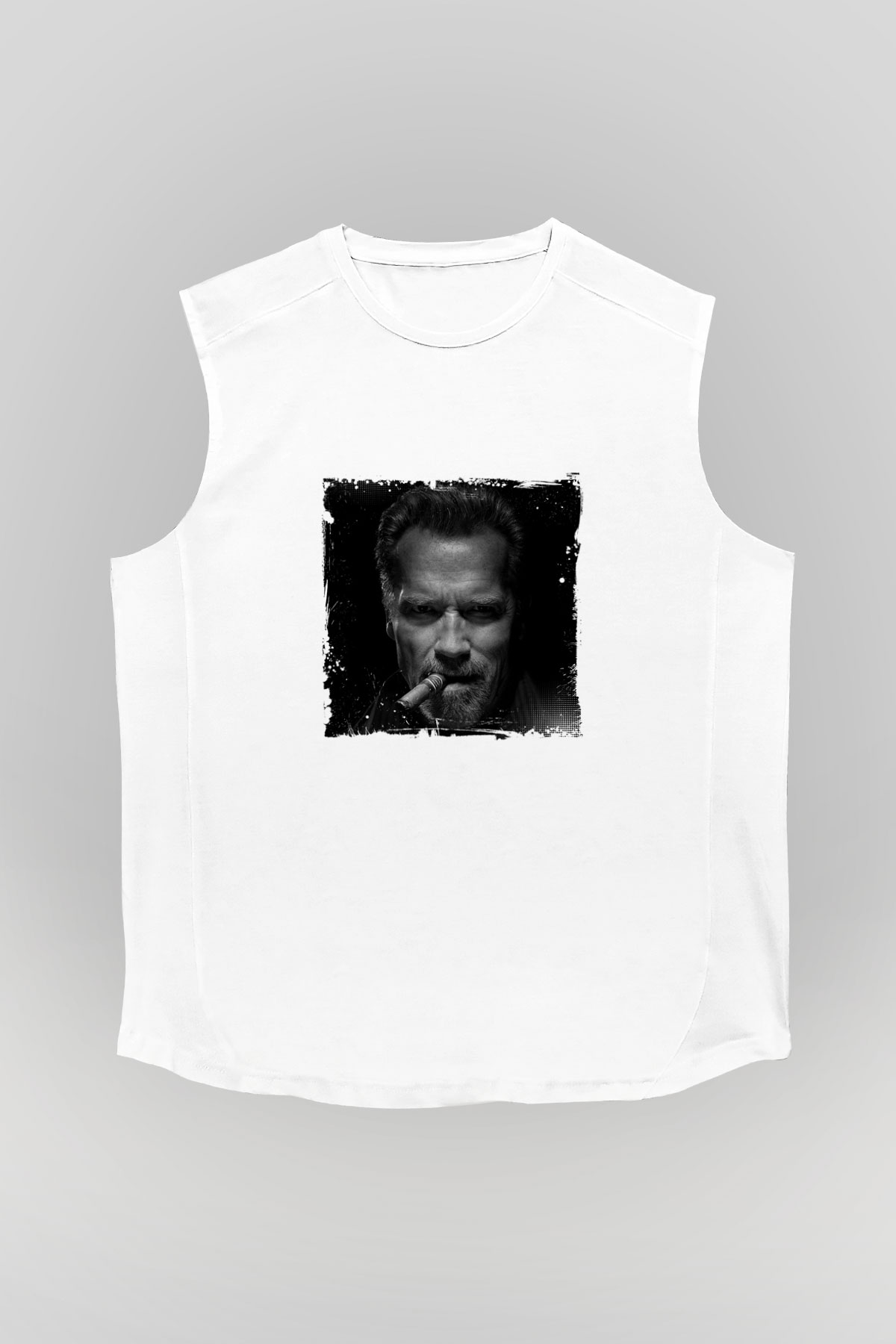 Arnold Schwarzenegger Unisex Baskılı Beyaz Kolsuz Tişört