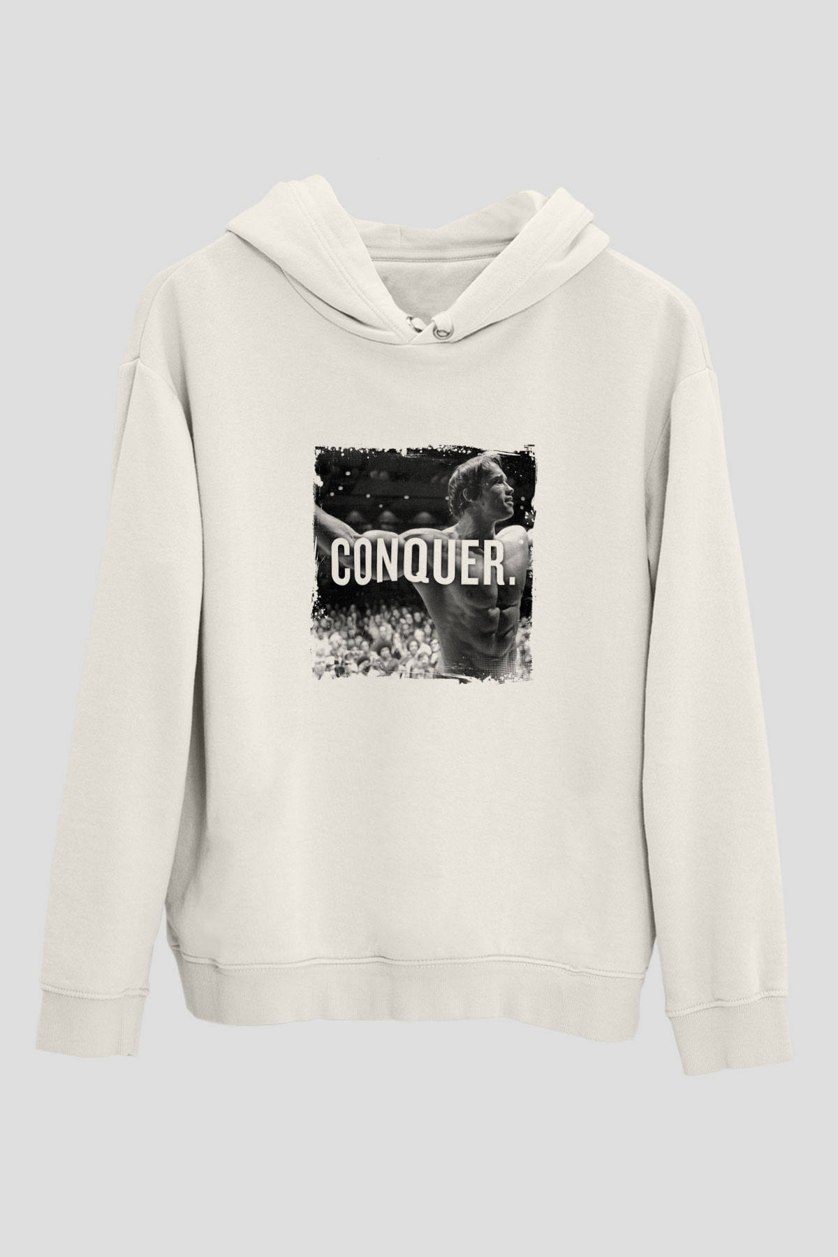 Arnold Schwarzenegger Unisex Baskılı Beyaz Kapüşonlu Sweatshirt