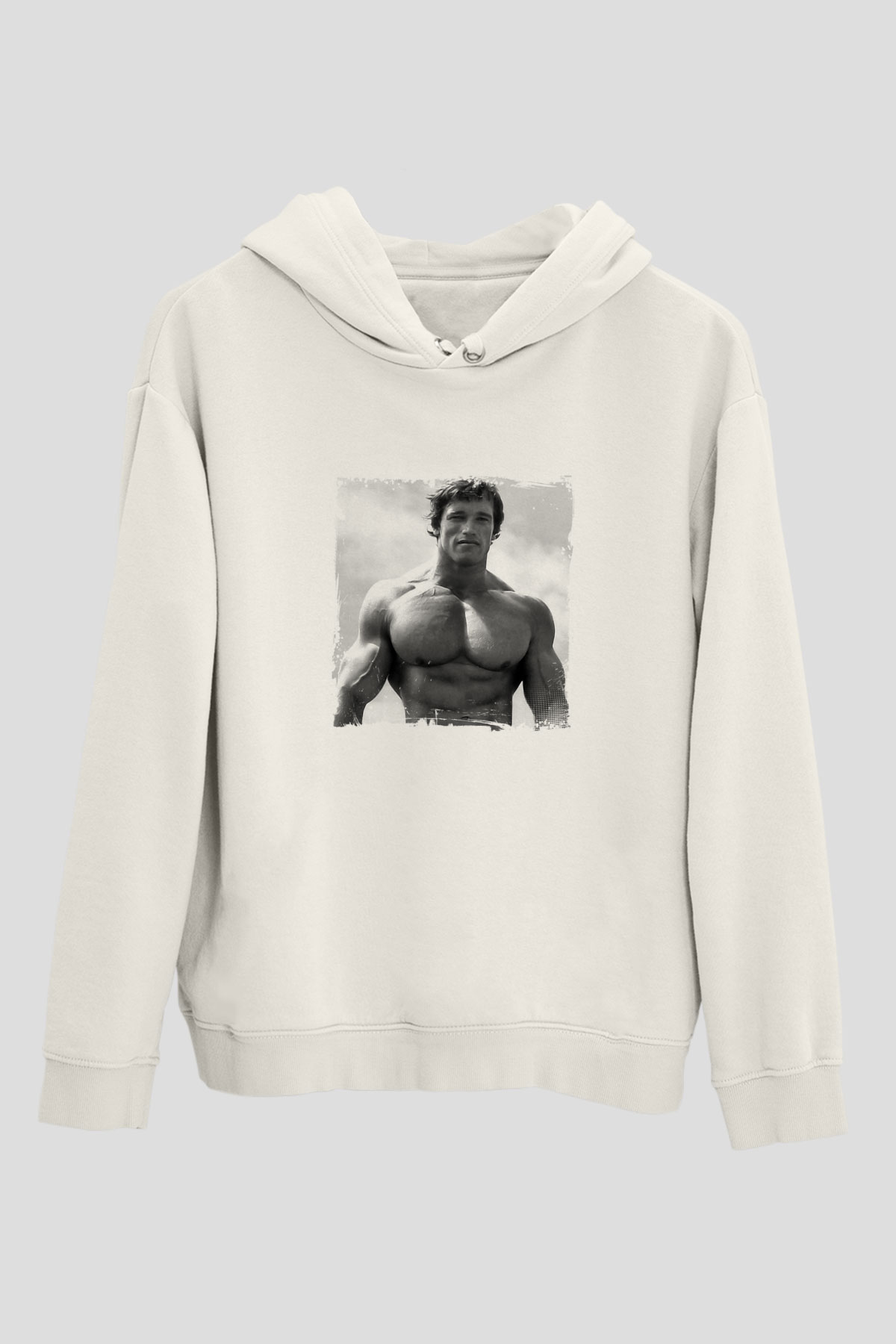 Arnold Schwarzenegger Unisex Baskılı Beyaz Kapüşonlu Sweatshirt