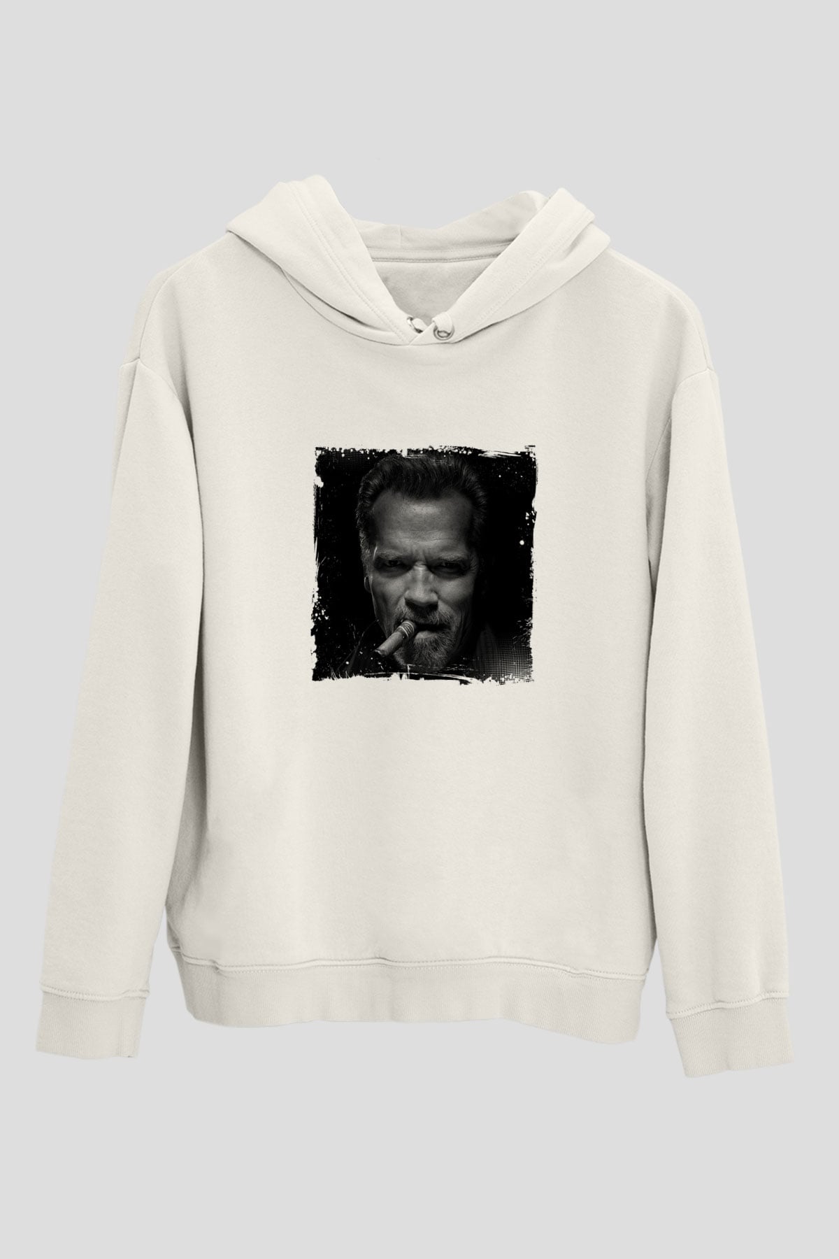 Arnold Schwarzenegger Unisex Baskılı Beyaz Kapüşonlu Sweatshirt