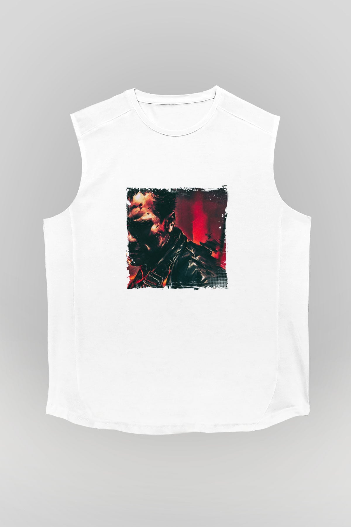 Arnold Schwarzenegger Unisex Baskılı Beyaz Kolsuz Tişört
