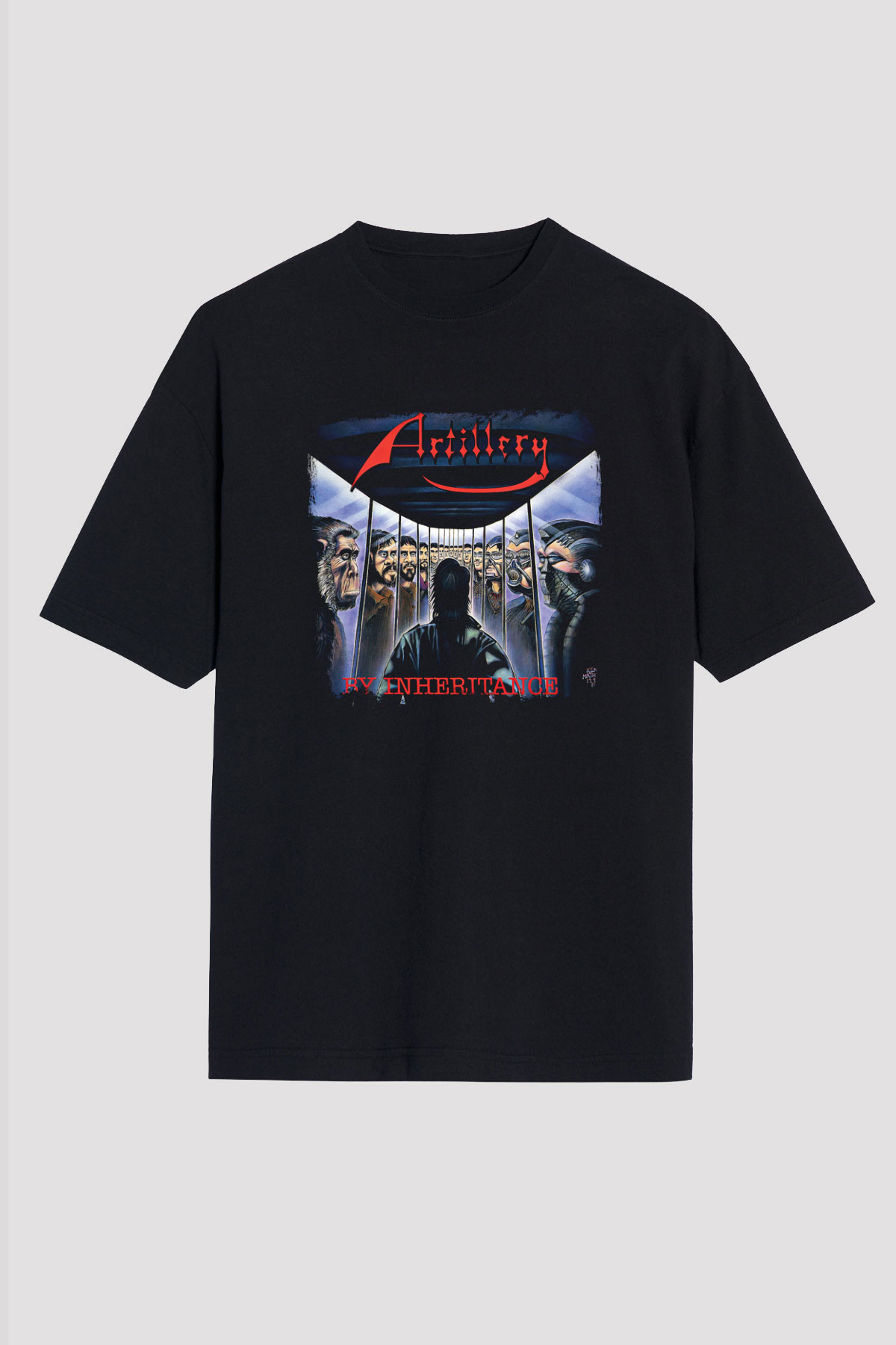 Artillery Baskılı Unisex Siyah Oversize Tişört