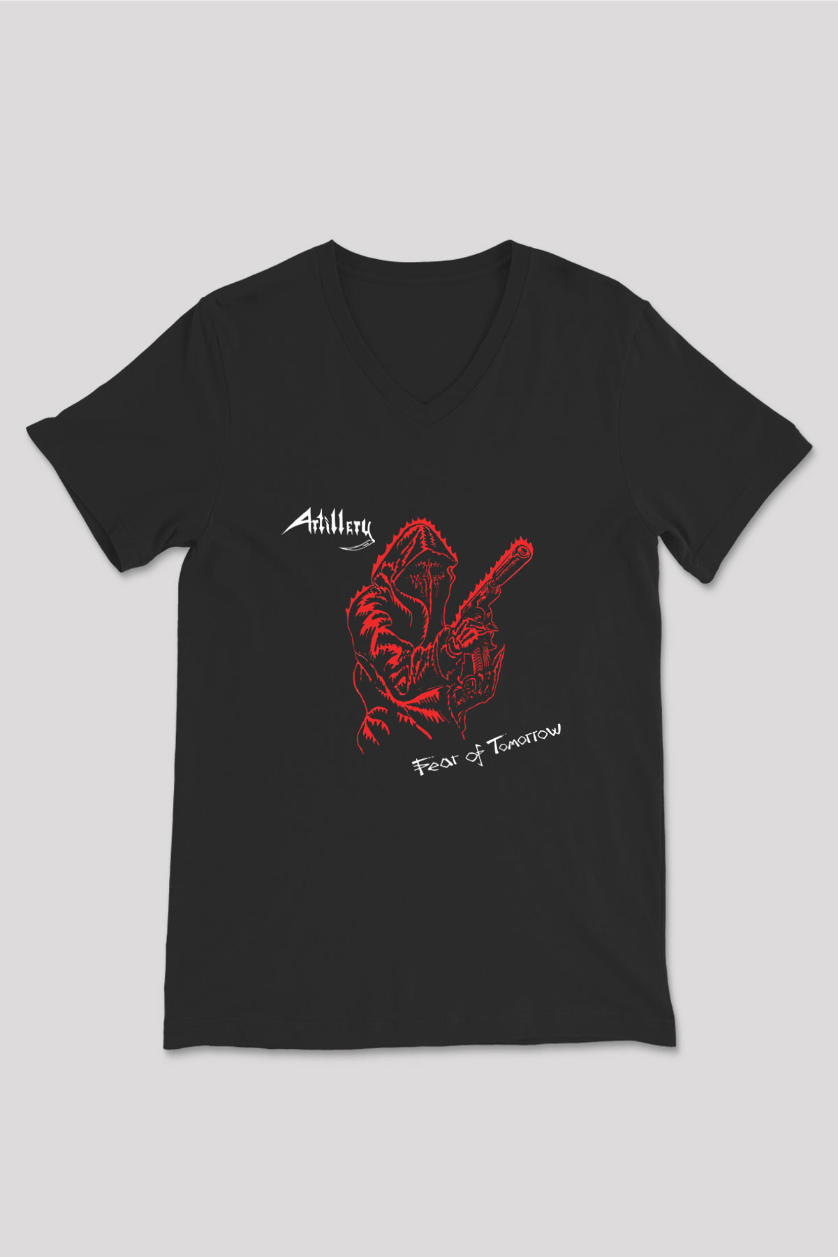 Artillery Baskılı Unisex Siyah V Yaka Tişört