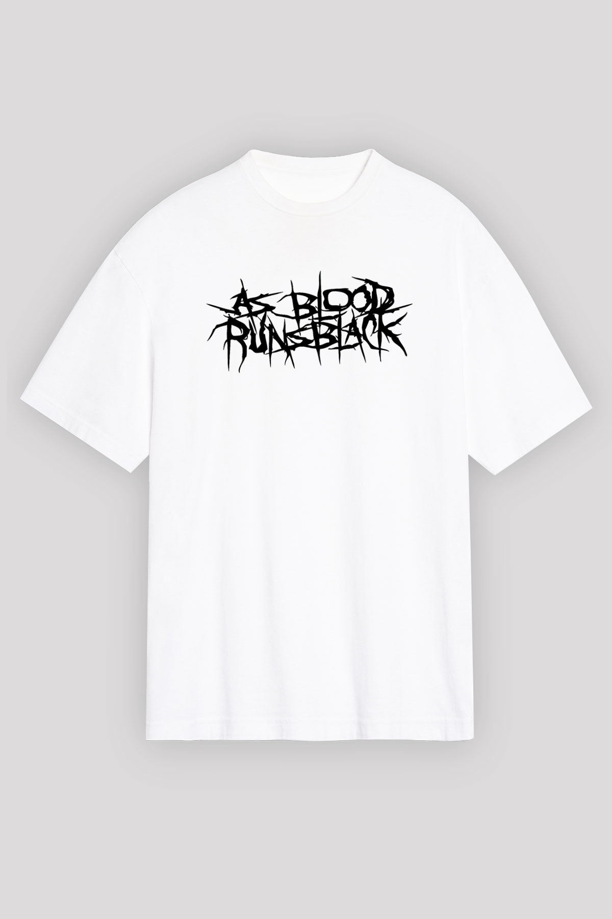 As Blood Runs Black Baskılı Beyaz Unisex Oversize Tişört - Tshirt