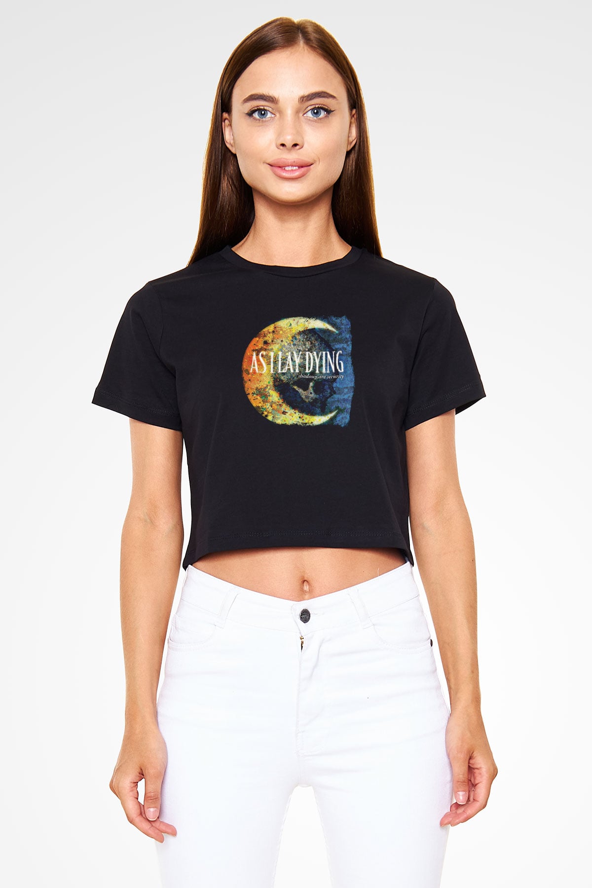 As I Lay Dying Baskılı Unisex Siyah Crop Top Tişört