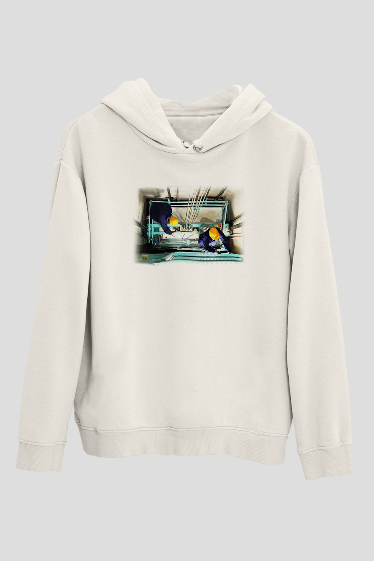Asansörcü Beyaz Unisex Hoodie