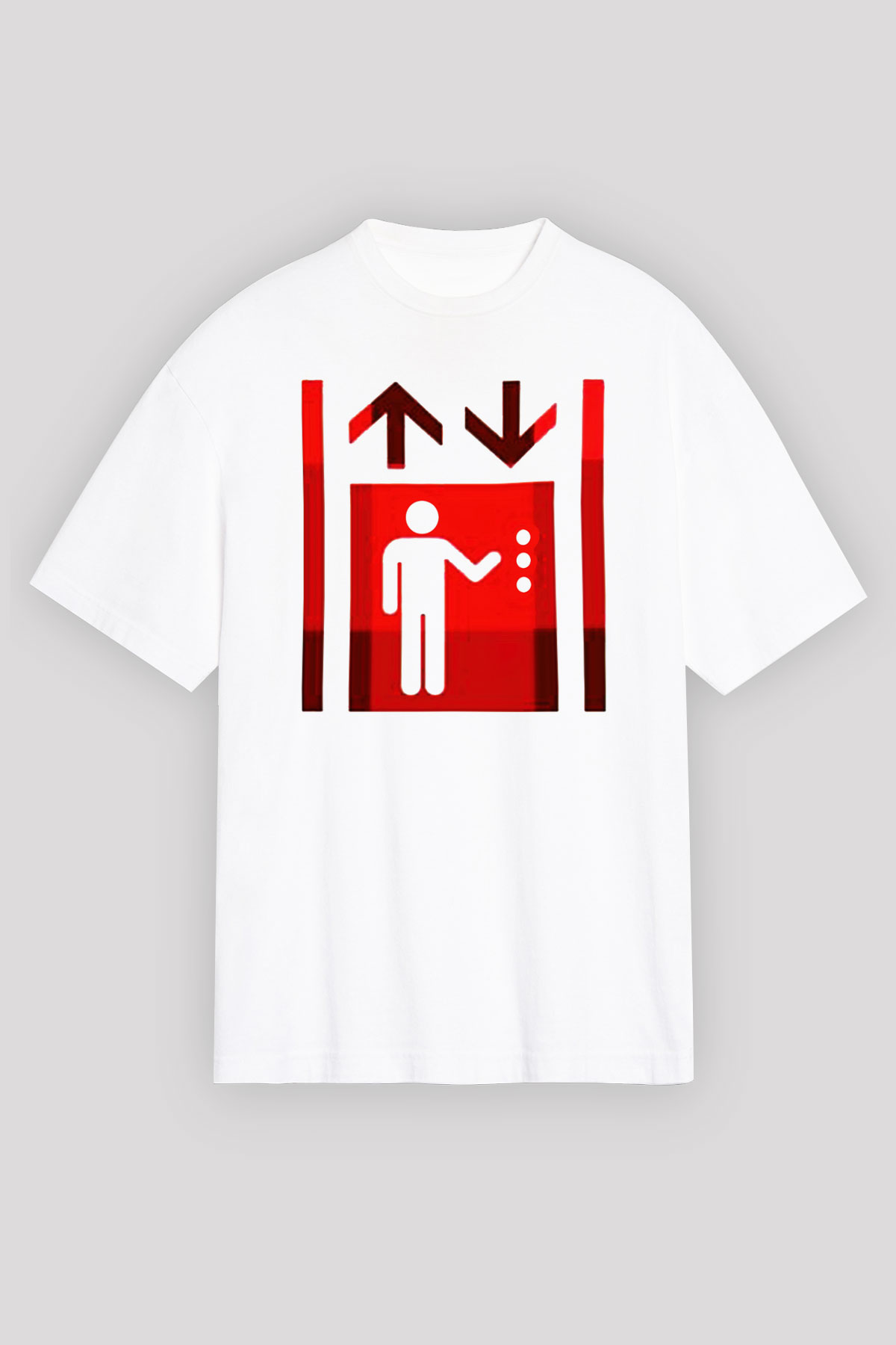 Asansörcü Beyaz Unisex Oversize Tişört T-Shirt