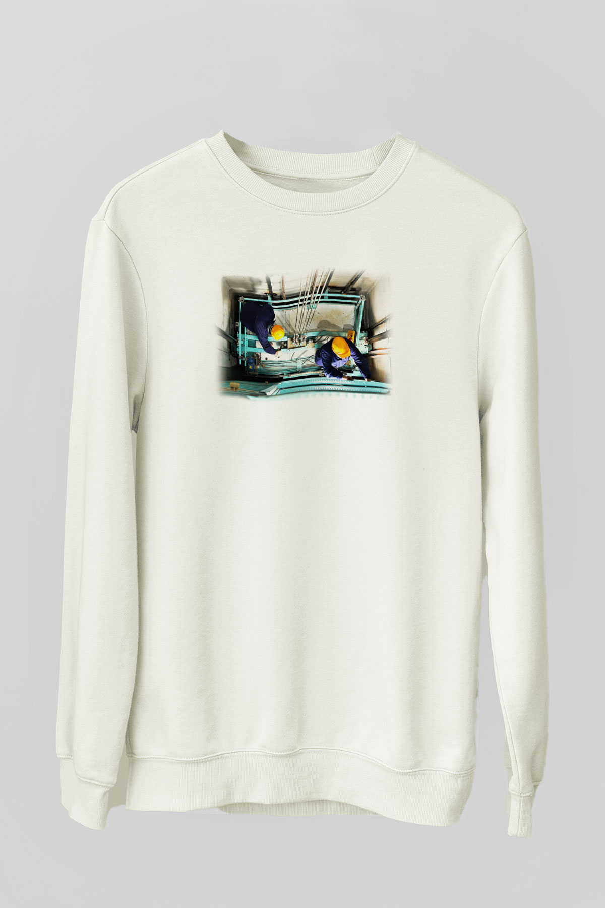 Asansörcü Beyaz Unisex Sweatshirt