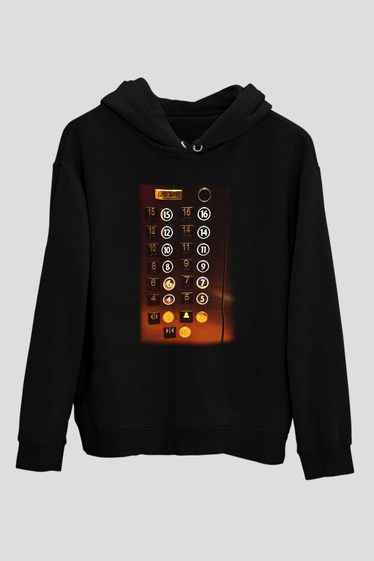 Asansörcü Siyah Unisex Kapşonlu Sweatshirt